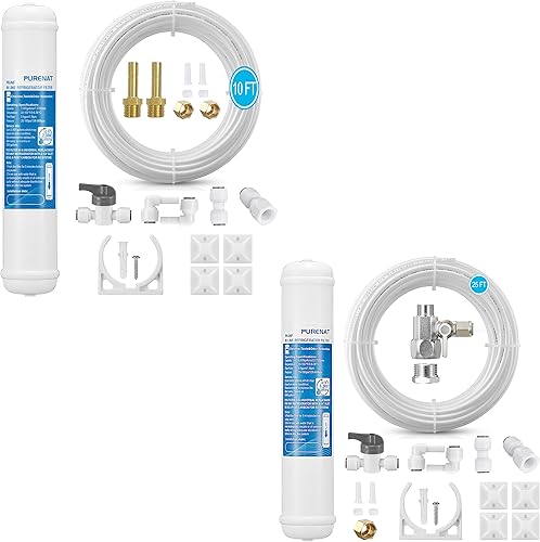 Kit de filtro de agua en línea para refrigerador y máquina de hielo, reemplazo de filtro de carbono de conexión rápida de 14 pulgadas para sistema