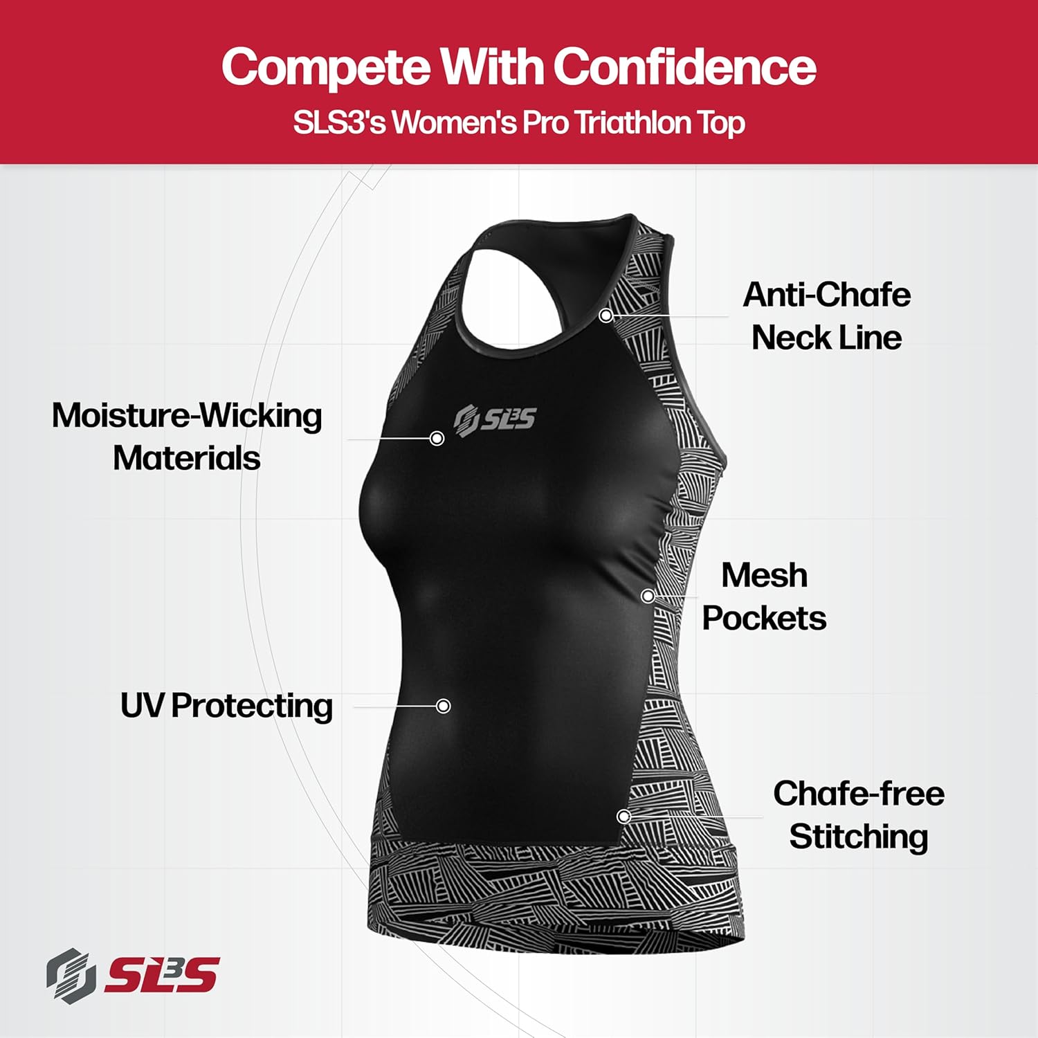 SLS3 Triathlon Top Women - Sleeveless Tri Top Women - Comfortable & Great Fit Triathlon Shirts or Singlet, No Shelf Bra - Image 4
