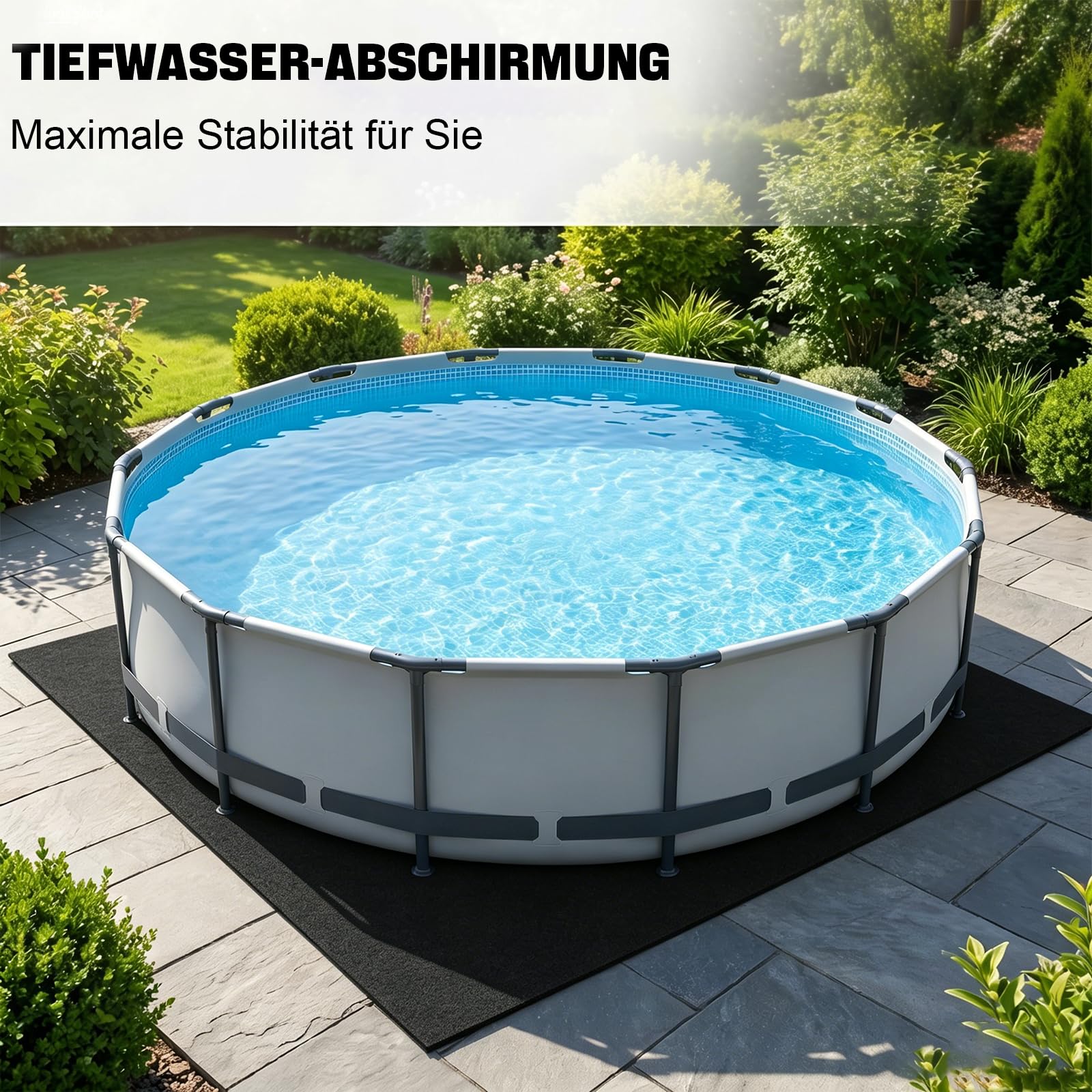 Lona de suelo para piscinas, cubierta de suelo para piscina, 400 cm cuadrada, alfombrilla de piscina plegable, resistente a los rayos UV y resistente al desgarro, lona protectora para el suelo