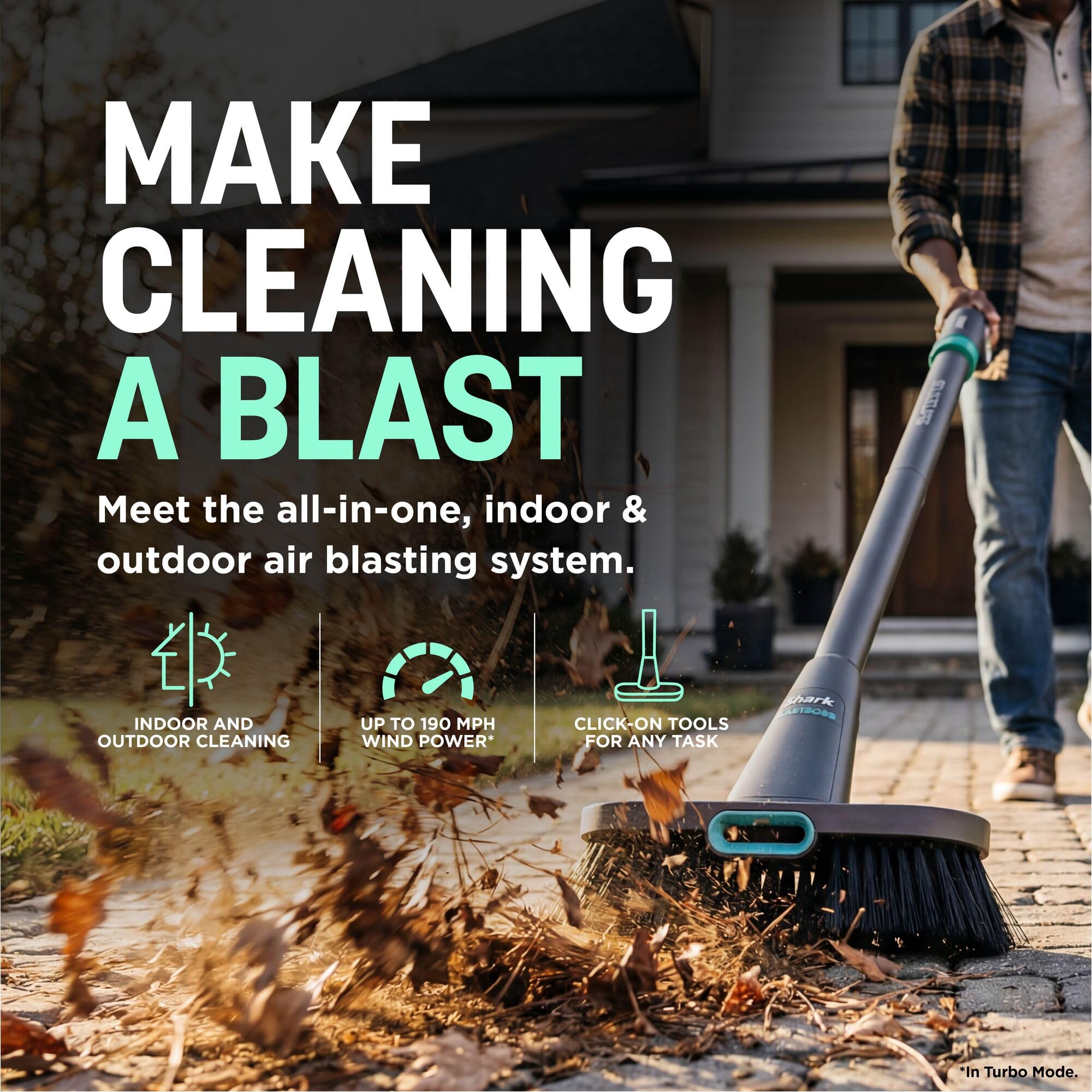 Shark BlastBoss All-in-One Cordless Air Blasting System With BlastBroom - Charcoal AB2111UK — view 2