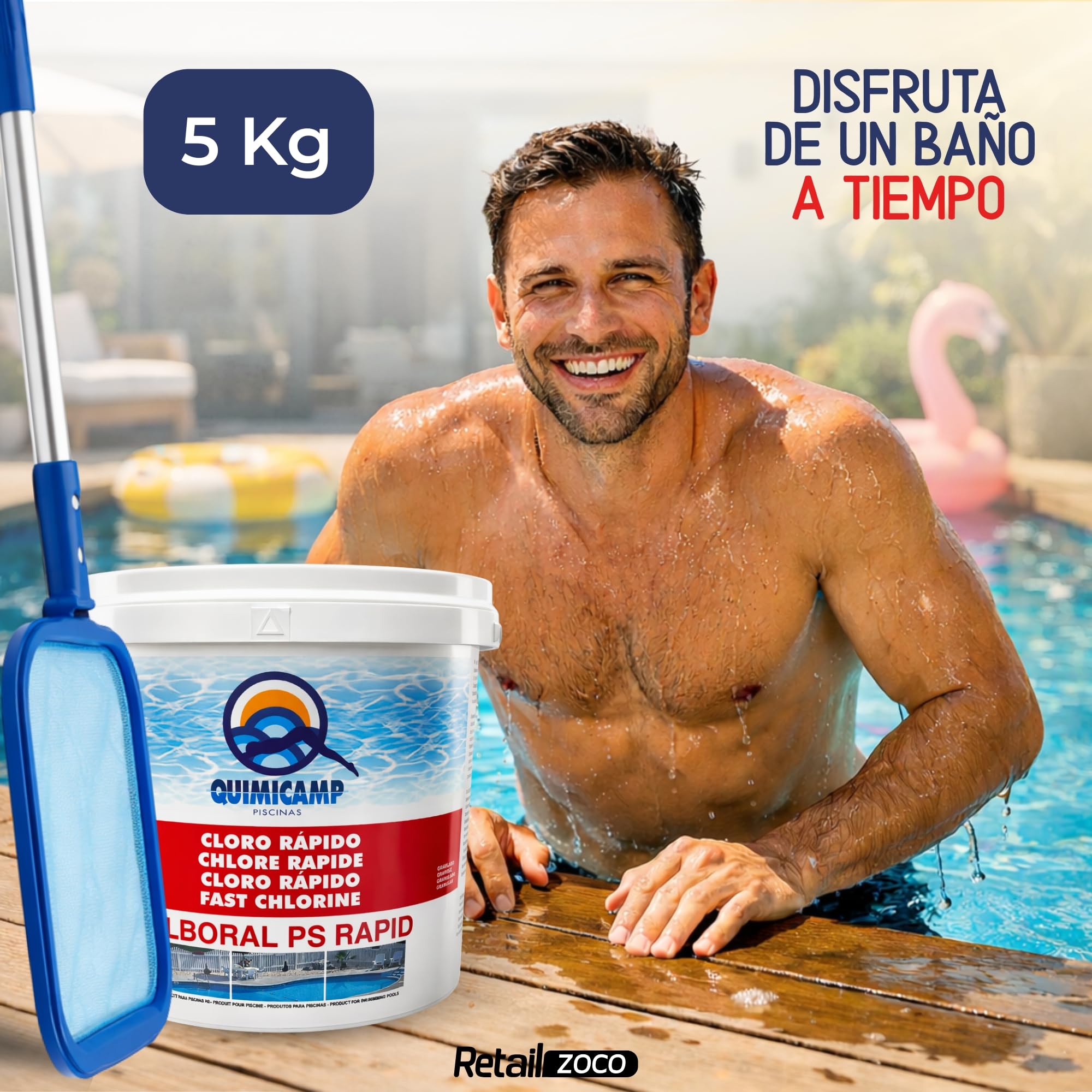 Cloro Choque Accion Rapida, Recuperador Agua Piscina deteriorada, Tratamiento Inicial de la Piscina, Fabricado en España, Forma del Producto Granular, Contiene 5 Kg — view 5
