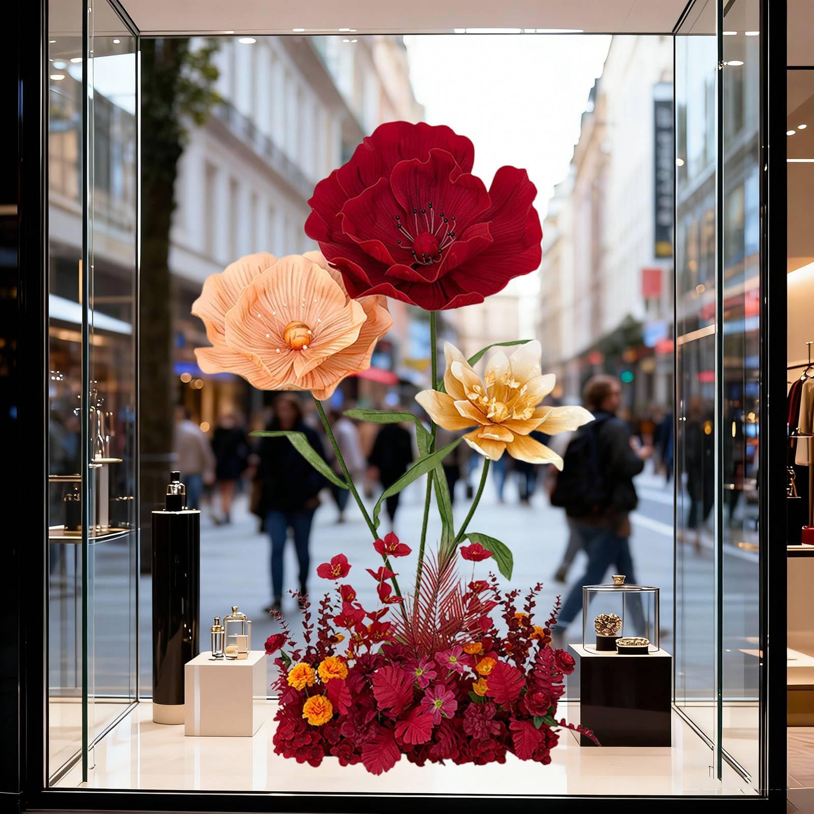 Fiori Giganti per Allestimenti, 170cm Fiore Gigante per Decorazione con Fila di Fiori Artificiali, per Matrimoni, Lauree, Addio al Nubilato, Compleanni, Sfondo da Parete Red,One Size