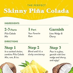 Jordan's Skinny Mixes Syrups, Pina Colada, Cocktail Mix, 32 Ounces (Pack of 2), Flavoring for Cocktails, Mocktails, Frozen Drinks, & Flavored Beverages