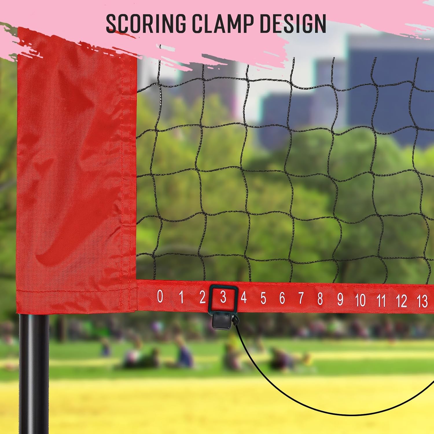 RED AND BLACK 20ft Outdoor Volleyball & Badminton Combo Net Set for Backyard Beach with Adjustable Poles, Durable Anti-Sag Net, PU Volleyball, 2 Aluminum Rackets