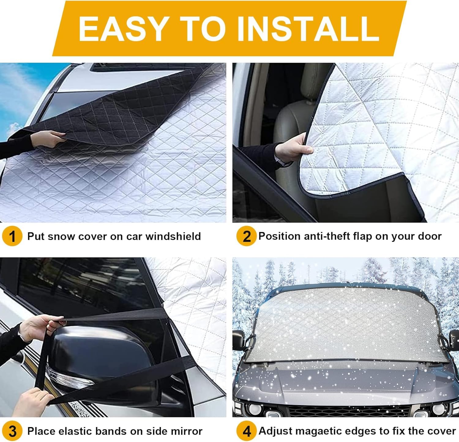 Protege Pare Brise Givre Housse Voiture Housse Pare-brise Hiver Magnétique - Protection Contre Gel, Neige Et Soleil Couverture Pour Pare Brise Voiture Protection Pare Brise Hiver