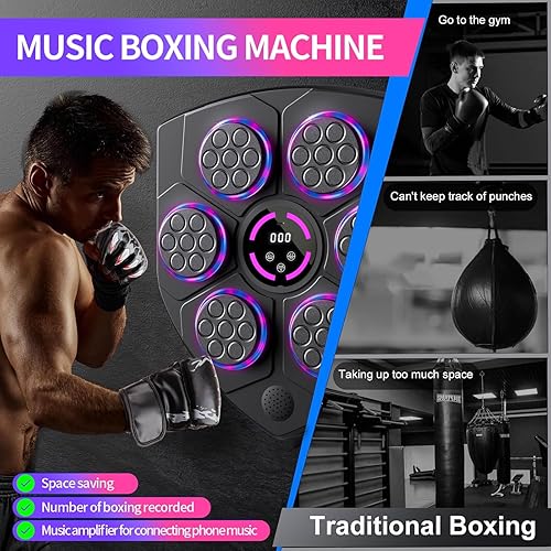 Miniatura 3 de 2025 Music Boxing Machine with Boxing Gloves, Smart Bluetooth Boxing Trainer, Boxing Wall Mount Machine for Adults Kids, Electronic Boxing Target