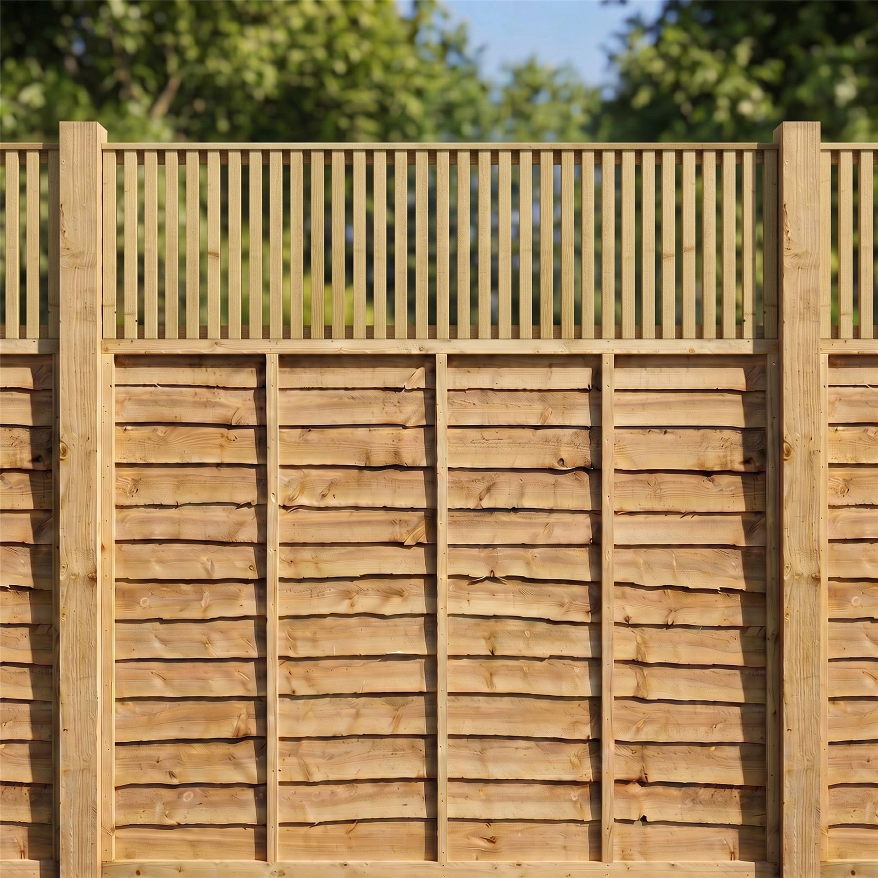 Fence Panel Topper 6ft x 1.5ft Tuscany Slatted Garden Trellis Wooden 3pk