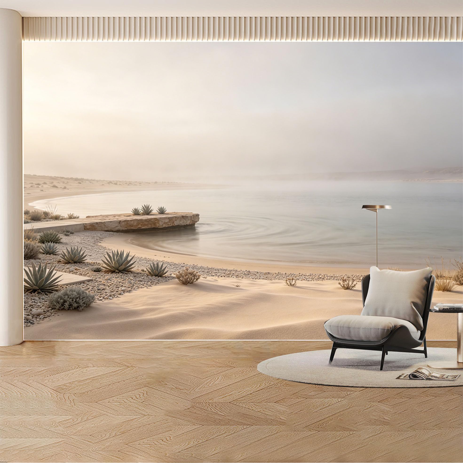 Custom Wall Mural Wallpaper Desert Lake Landscape Nature Large Wall Art Wall Decor Minimalist Nordic Misty Removable SelfAdhesive Large Photo for Living Room， Bedroom， Office