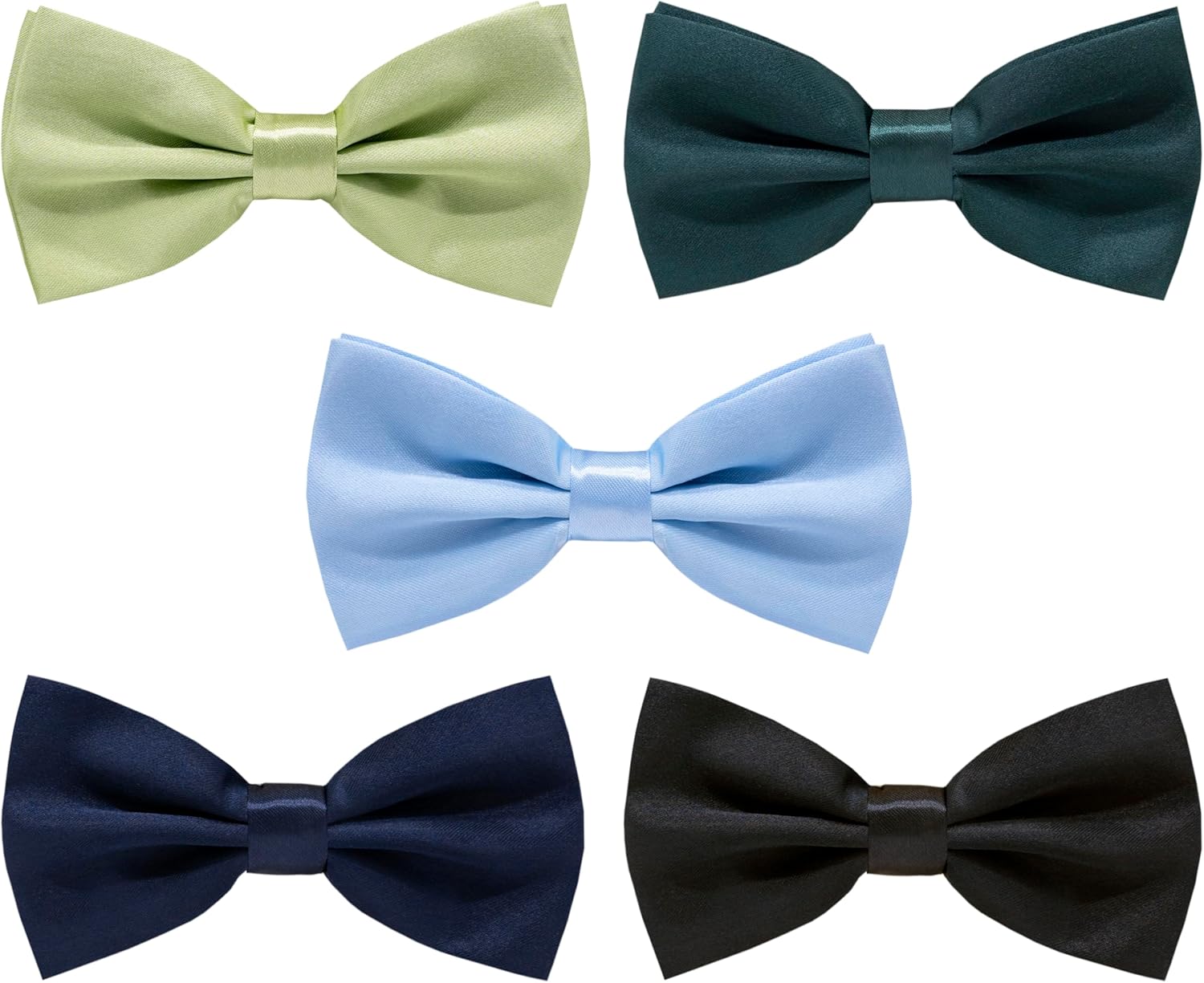 5 Pieces Pre-Tied Men's Bow Ties Adjustable Formal Bow tie Classic Solid Color Bowties for Men
