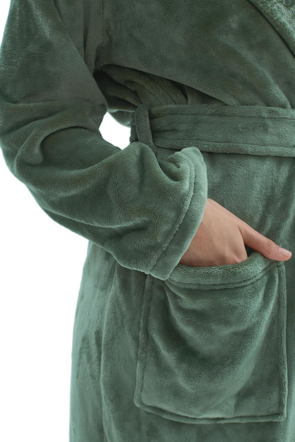 Amorbella Premium Plush Robe for Women Long Fluffy Fleece Robe Winter Warm Bathrobe with Pockets - Image 5