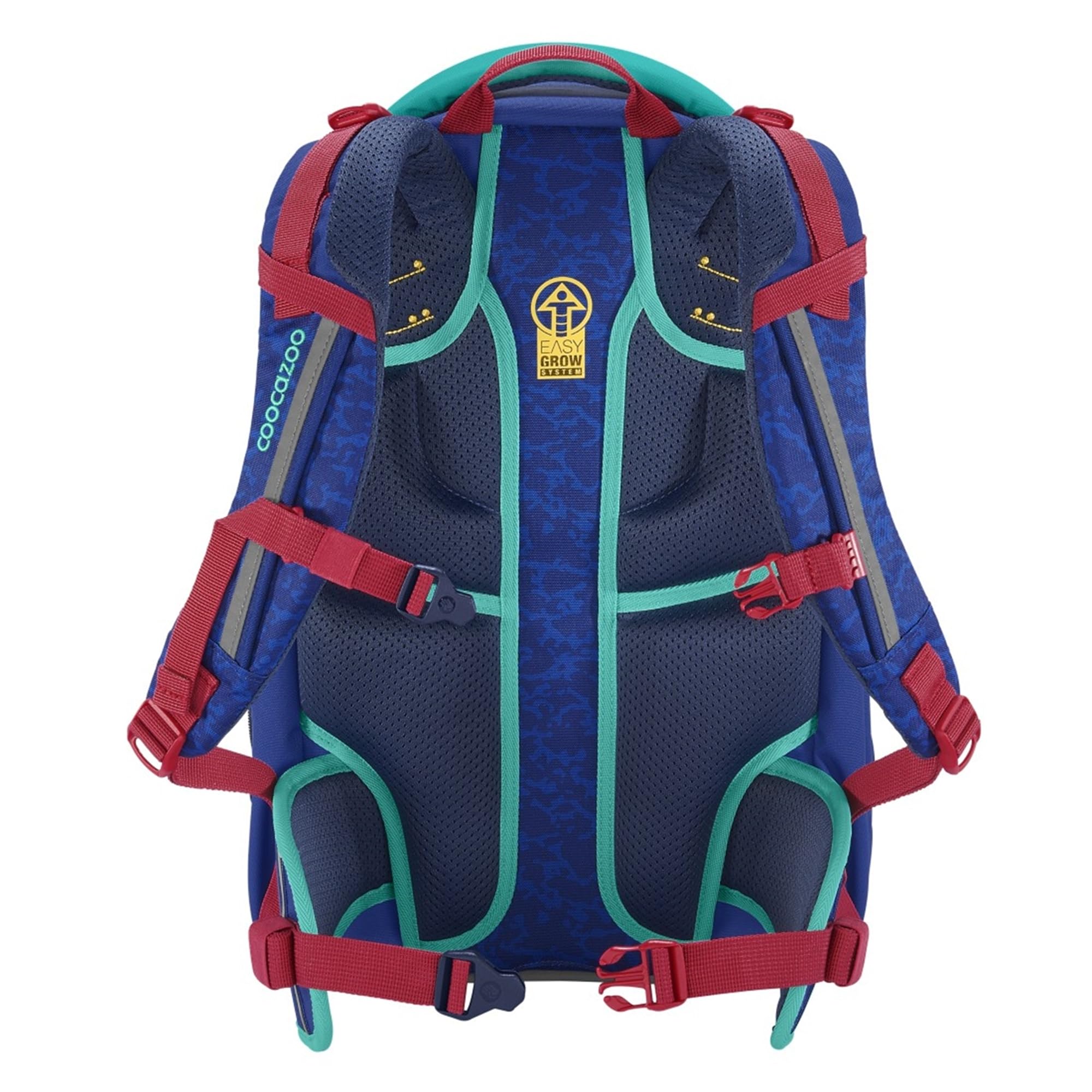 coocazoo Schulrucksack Mate „Deine Freunde, Brudi“ blau/rot/türkis, ergonomischer Tornister, höhenverstellbar mit Brustgurt und Hüftgurt für Jungen und Mädchen ab der 5. Klasse, 30 Liter