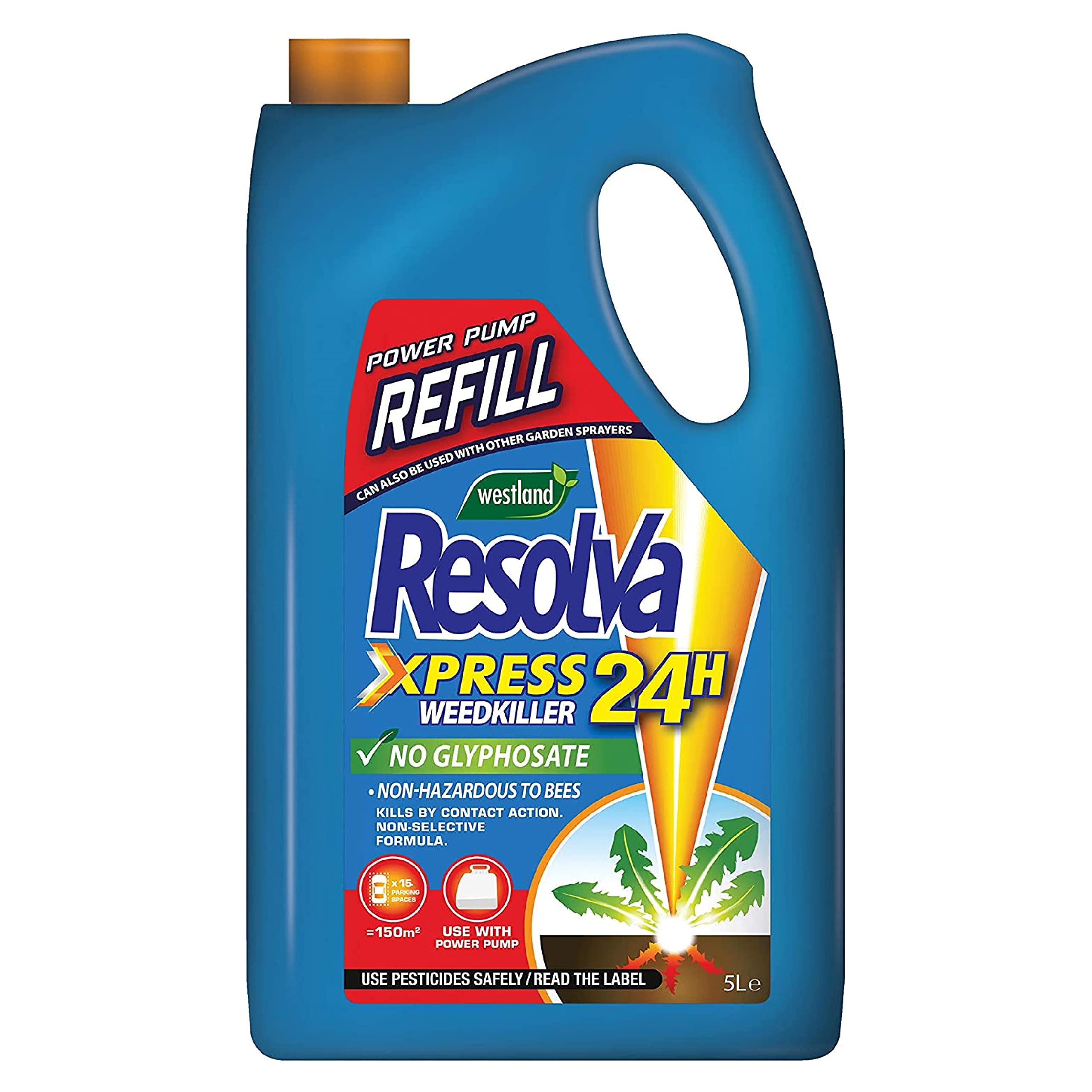 Weedkiller Pump Refill - 5L Xpress 24H Weed Killer Power Pump Refill. Weed Burner with Topline Card. Effective Control Weeds on Lawn.