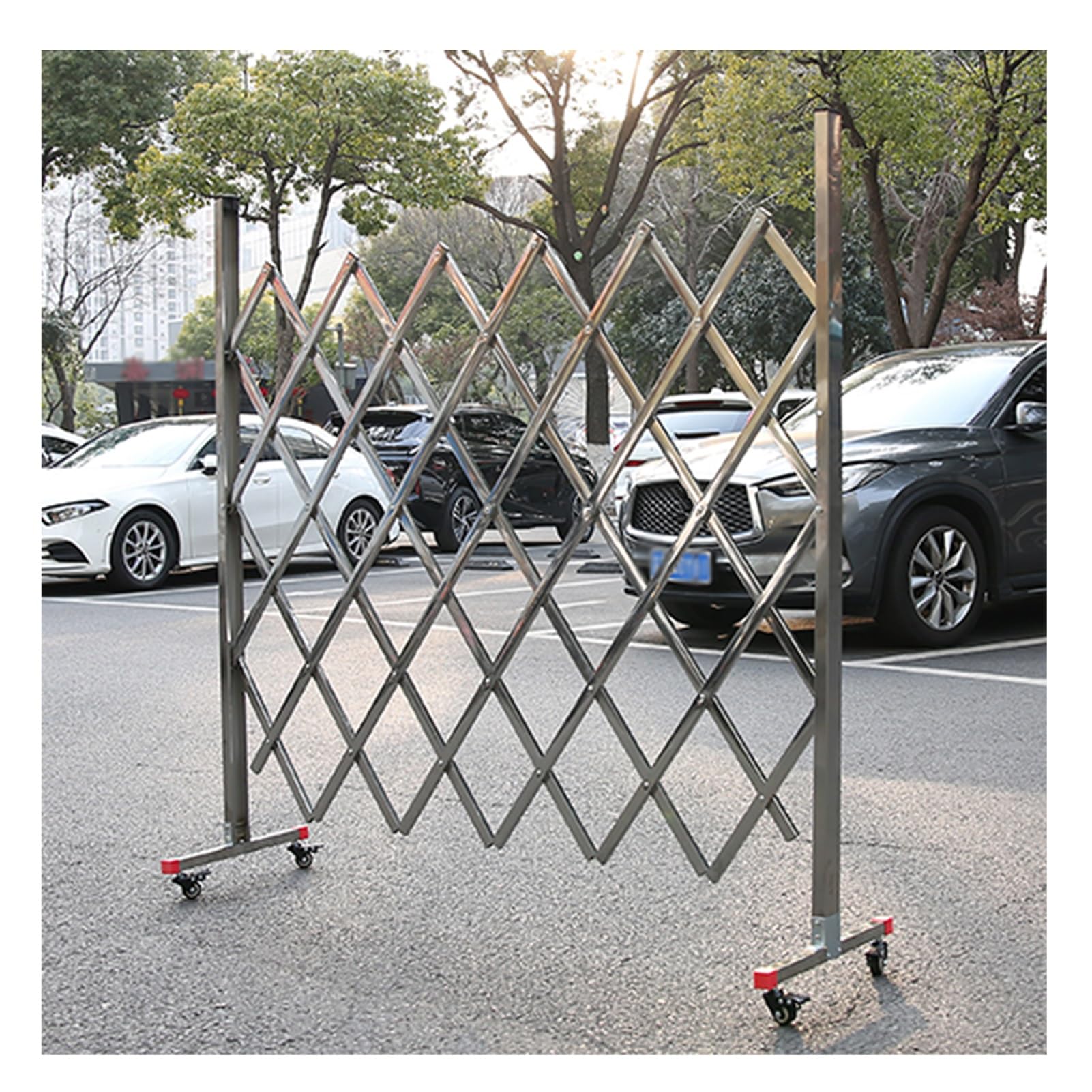 YNIYUJKL Expandable Folding Security Gate Retractable Scissor Gate With Wheels Industrial Flexible Barrier For Schools 120X400Cm,Silver-120x300cm/47.2x118.1in