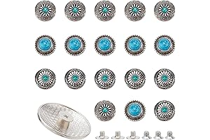 AHANDMAKER 18 Pcs Antique Conchos Leather Craft Buttons for DIY Projects