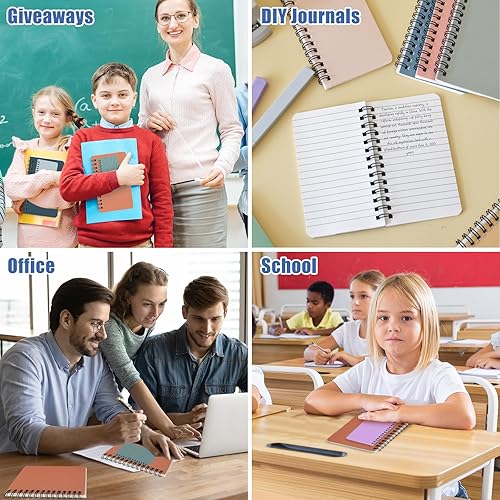 Miniatura 7 de EOOUT 12 cuadernos pequeños en espiral, mini cuadernos de bolsillo de 3 x 5 con páginas forradas, 60 hojas para accesorios de oficina en casa y
