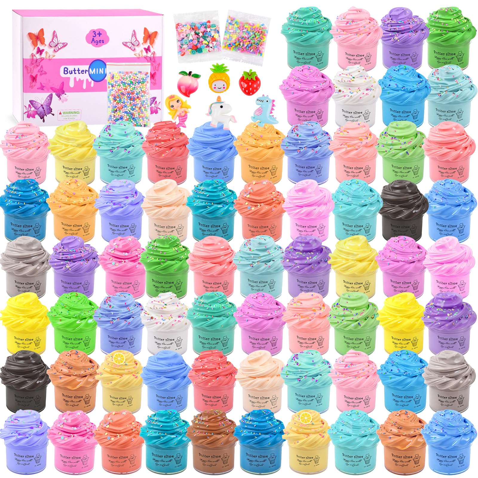 Butter Slime Kit 68 Pack, Mini Slime Party Favors for Girls Boys, Scented Bulk Slime Supplies Party Favor & Kids, Stress Relief Toy, Soft & Non-Sticky, Birthday Stocking Fillers Goodie Bags Stuffers