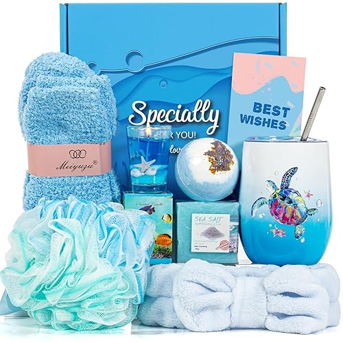 Paquete de cuidado personal de regalos oceánicos para mujeres, regalos de spa oceánico para amantes de las tortugas marinas, tema de playa costera,