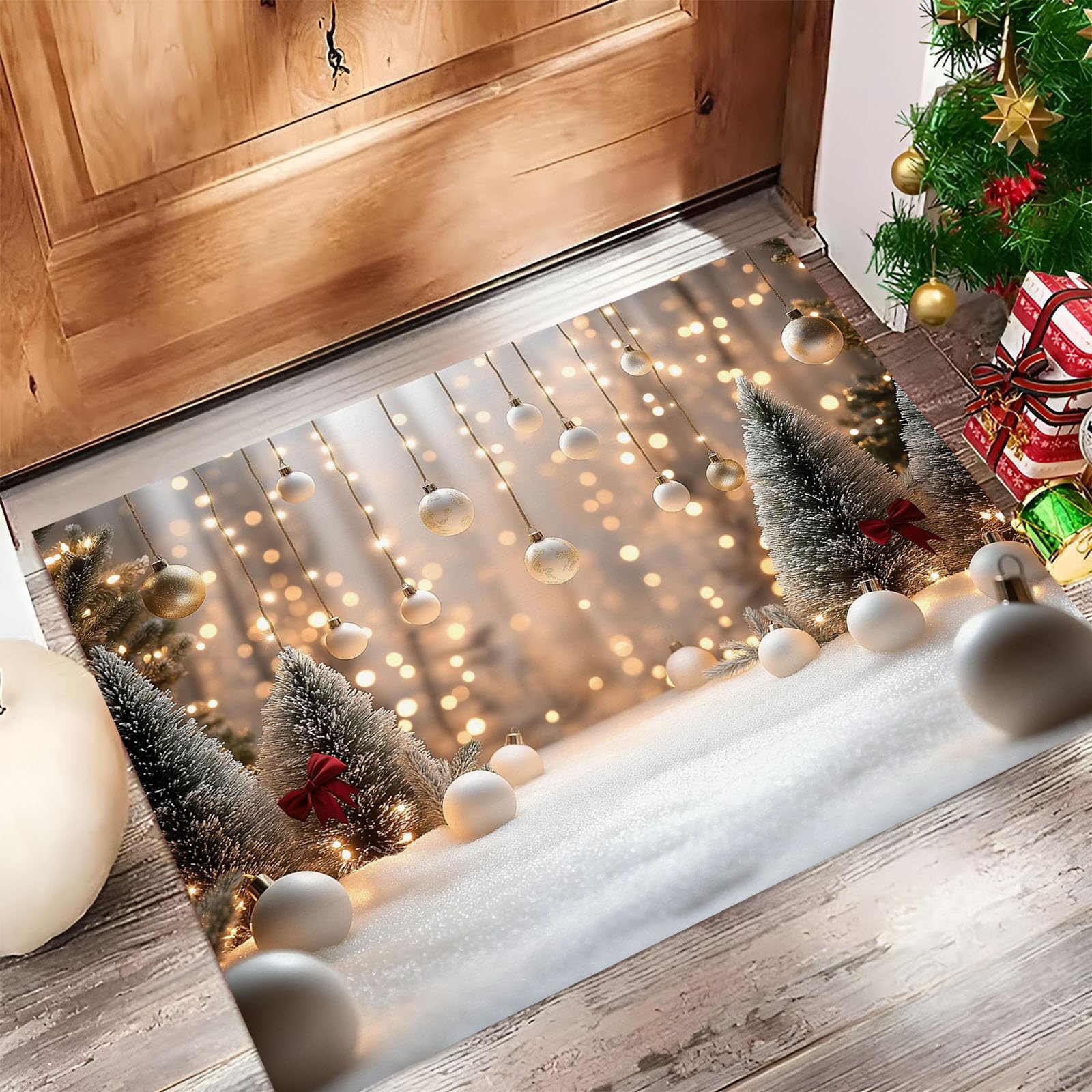 Alfombra de Navidad 50x80 cm para entrada casa pasillo y cocina con luces decorativas