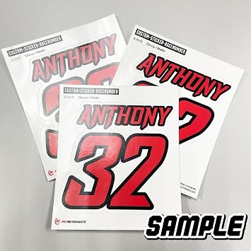 MC MOTOPARTS Personalized Custom 3 pcs Race Racing Number Sticker Name Plate Track Day Use Motorcycle Bike Motors ATV Truck CAE Removable