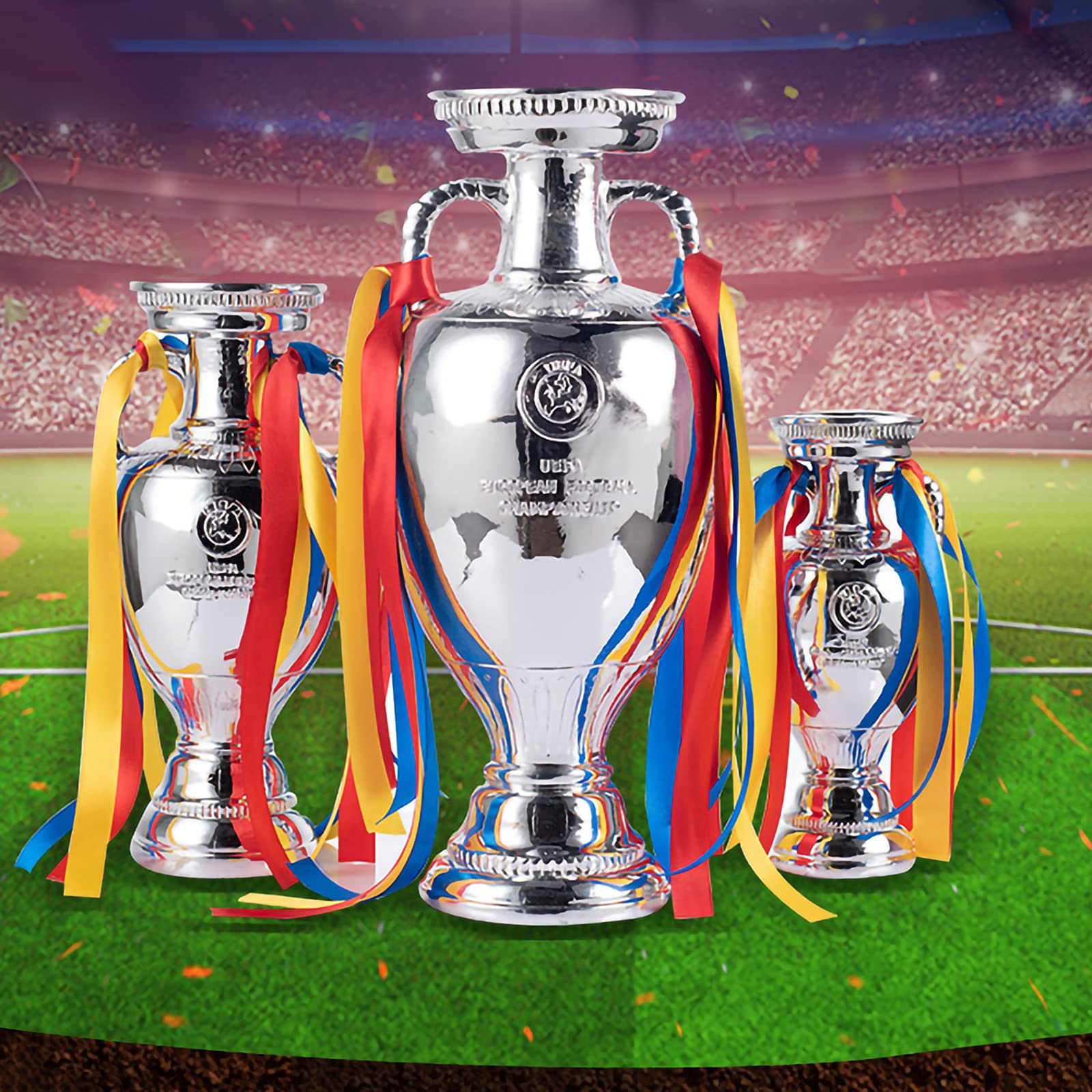 Fußball-Trophäen, Harz-Replika-Trophäen Der Fußball-Europameisterschaft, Trophäen des Europameister-Pokals Mit Luftschlangen, Dekorative Souvenirs Und Sammlerstücke Für Den Fußballsport,44cm