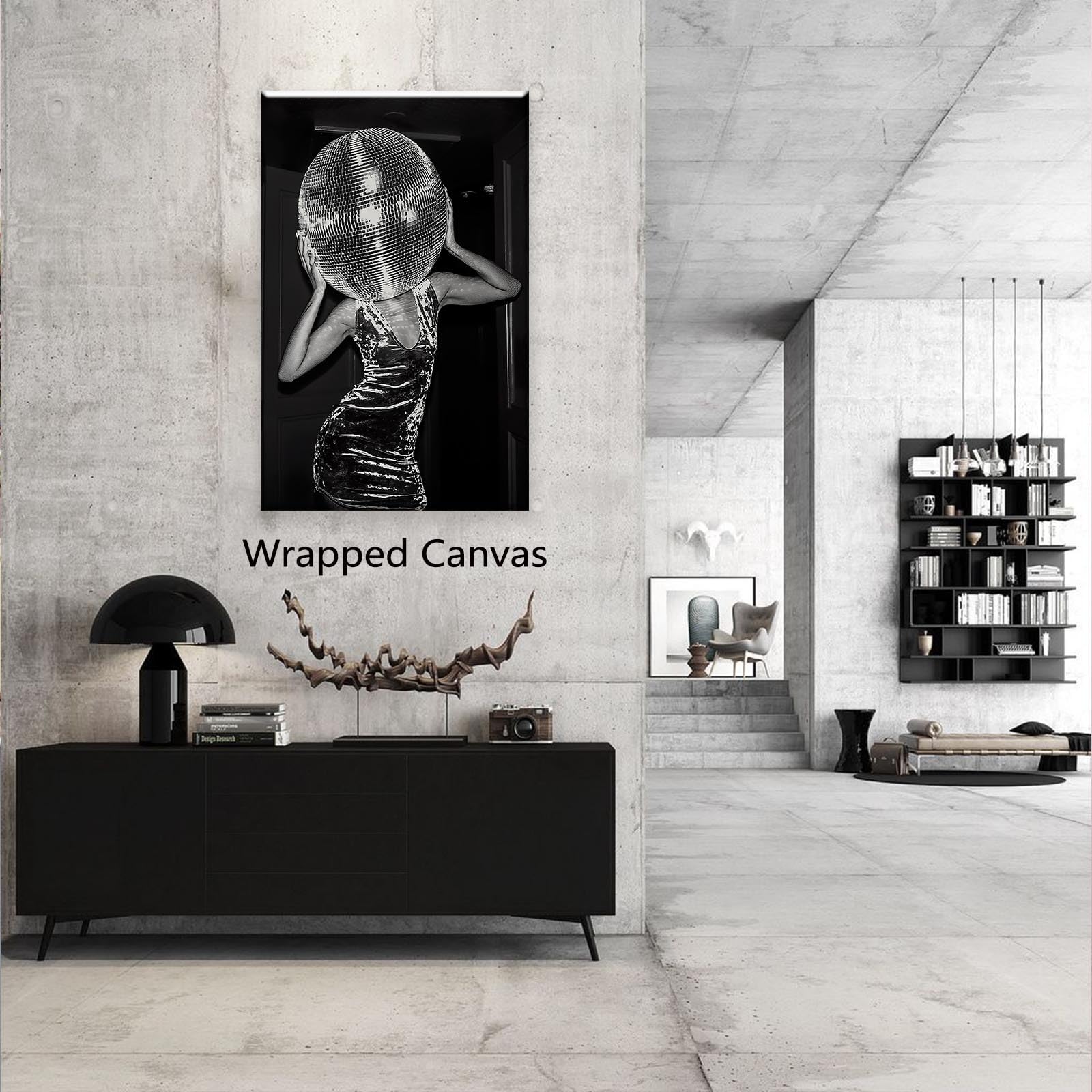 Decorazione artistica da parete in bianco e nero alla moda, poster musicali per l'estetica della stanza, divertente stampa su tela nera da discoteca, poster alla moda per soggiorno e carrello bar