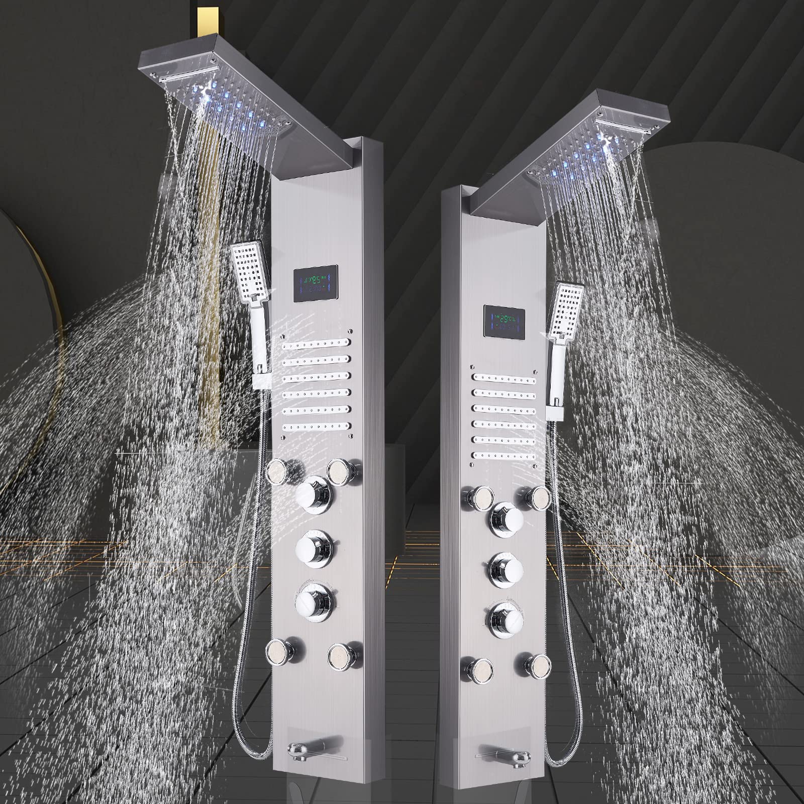 Buy LED Shower Tower Panel System 304 Stainless Steel hydromassage and