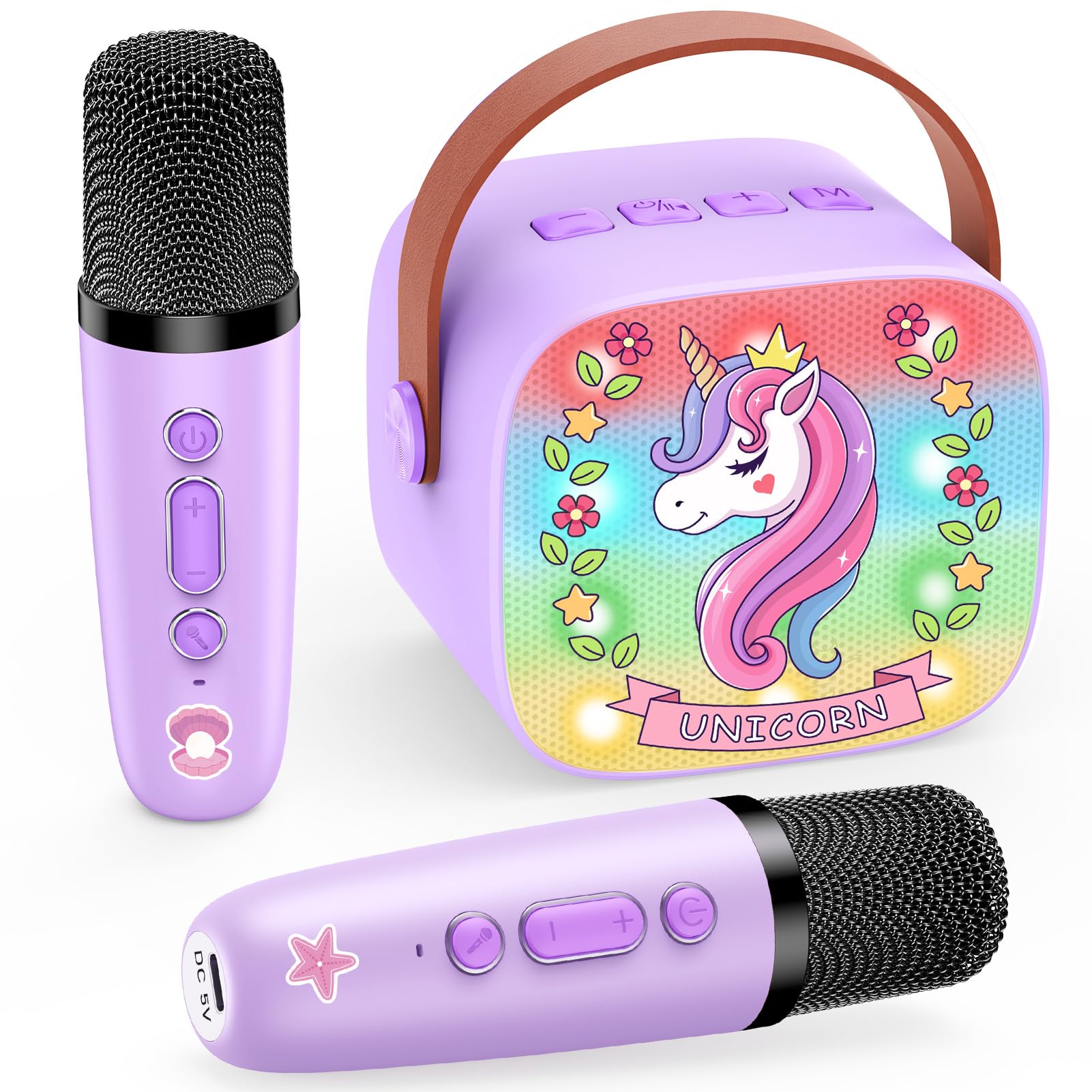 Dislocati Regalo Bambina 3-12 Anni, Karaoke per Bambini con 2 Microfono Wireless Karaoke Unicorno Bambina Regalo Giochi Bambina 3-12 Anni Microfono Bambini Bluetooth Giocattoli Regali Natale Bambina