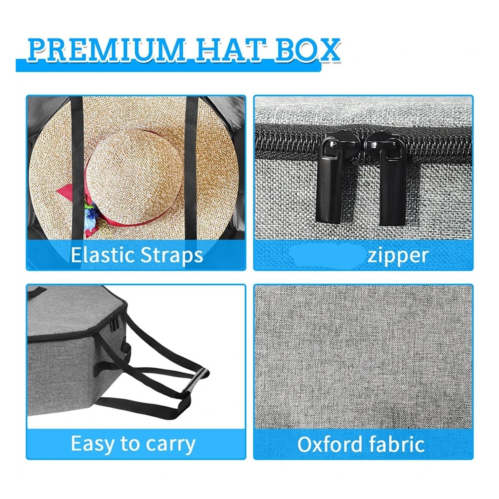 Estuche plegable for guardar sombreros, caja for sombreros de viaje, organizador de sombreros de vaquero for armario con asas, cajas for sombreros for hombres y mujeres(Black)