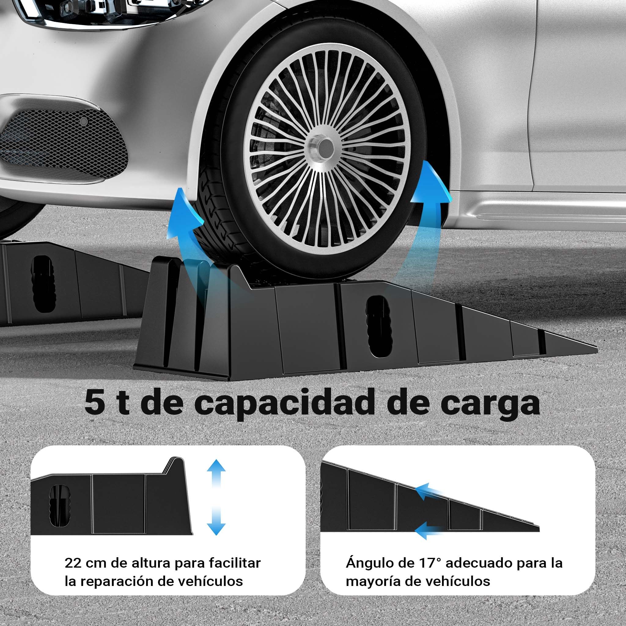 XPOtool Rampa de Acceso para Cargas hasta 5 toneladas 2 Piezas Hechas de plástico rampas de Carga vehículos Pesados Coches