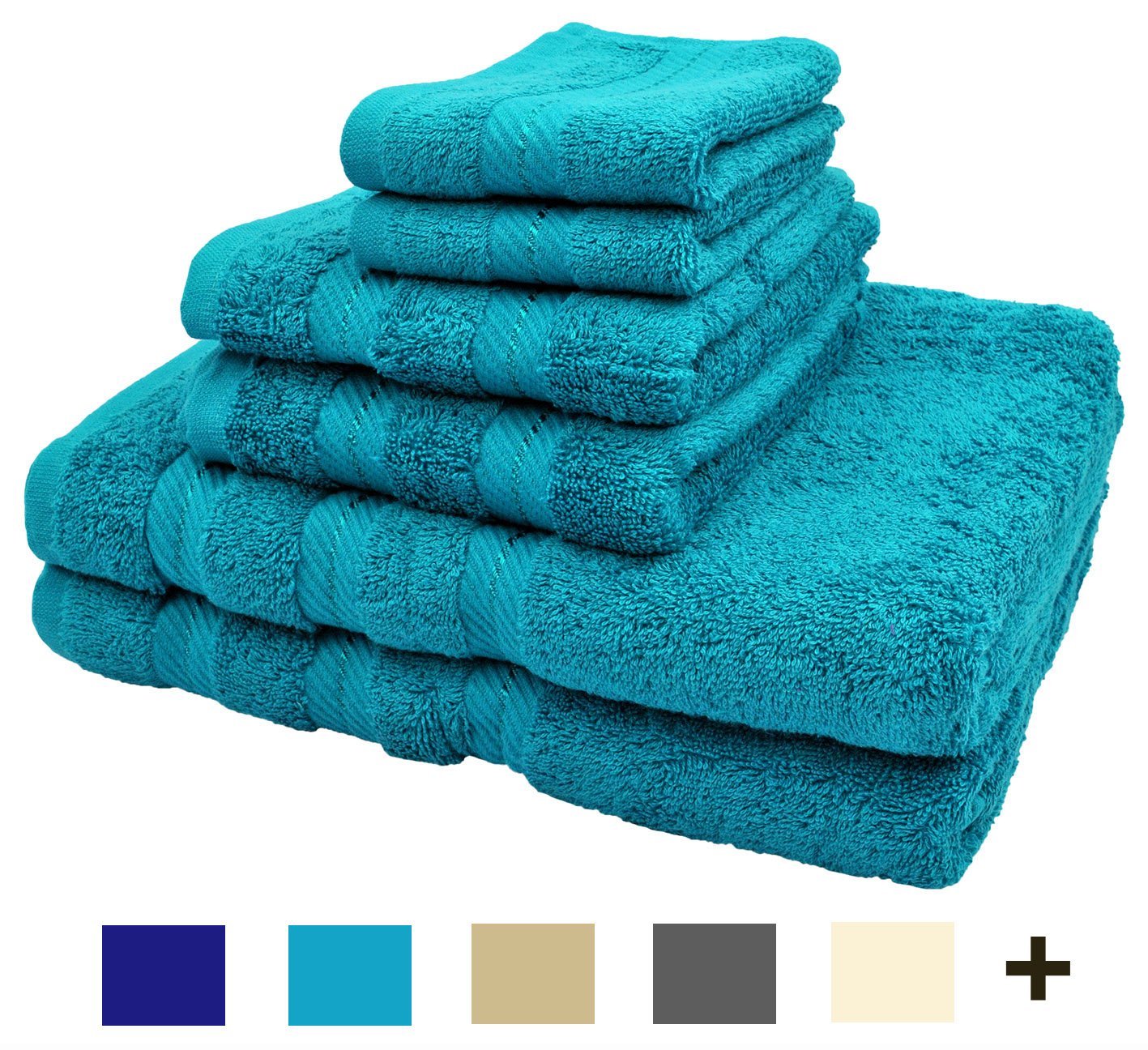 TreeWool, 6 Piece Bathroom Towel Set (White) Premium 550 GSM Supreme Soft 100% Cotton Ultra Absorbent Quick Drying Hotel Quality Bath Towels Set (2 Bath Towels, 2 Hand Towels and 2 Washcloths)