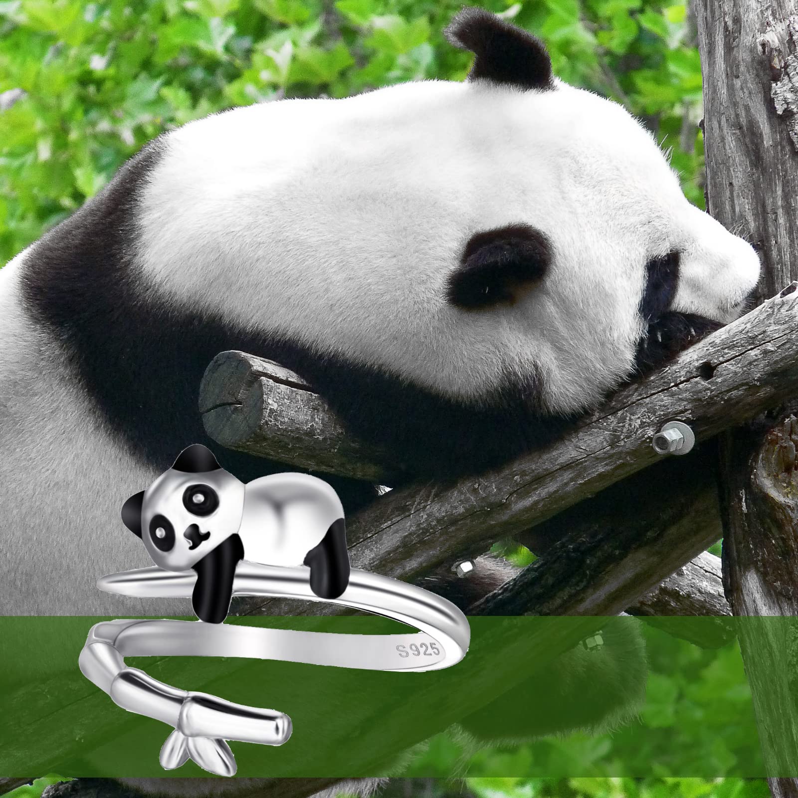Qings Anillo Animal Ajustables Abierto para Mujer Niñas Plata de Ley 925 Gato Perro Huella Pez Koi Carpa Delfin Anillo Pulgar Animal Mapache Panda Oso Lindo Navidado Joyería Regalos para Hija Madre