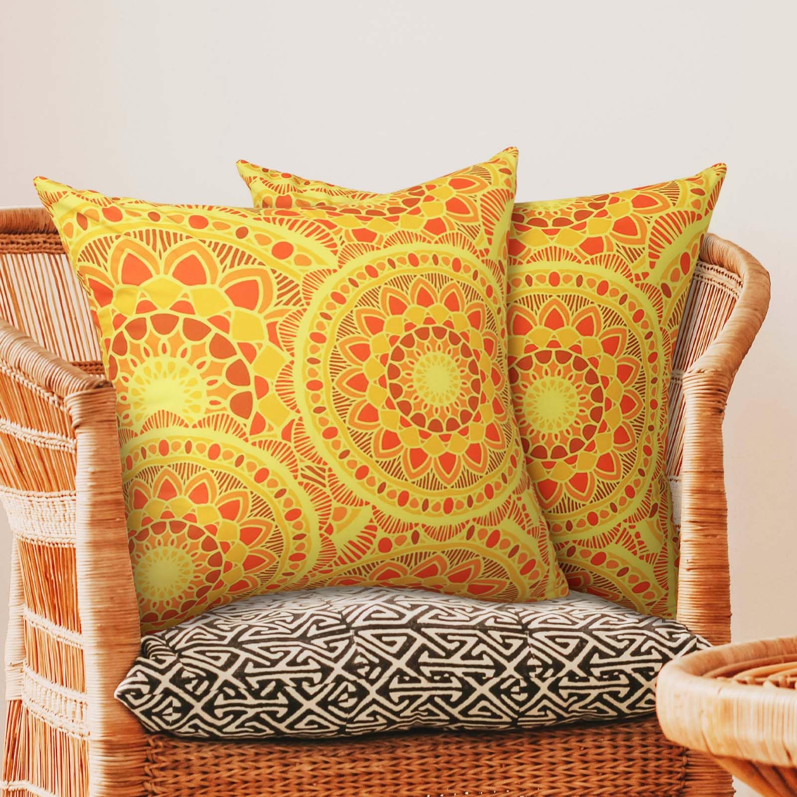 Betadistor Cushion Covers 18x18 Inches Set of 2 Decorative Throw Pillow Cover Outside for Garden Furniture Patio Couch Sofa Bed Linen Balcony 45x45cm,Yellow And Red - Image 3