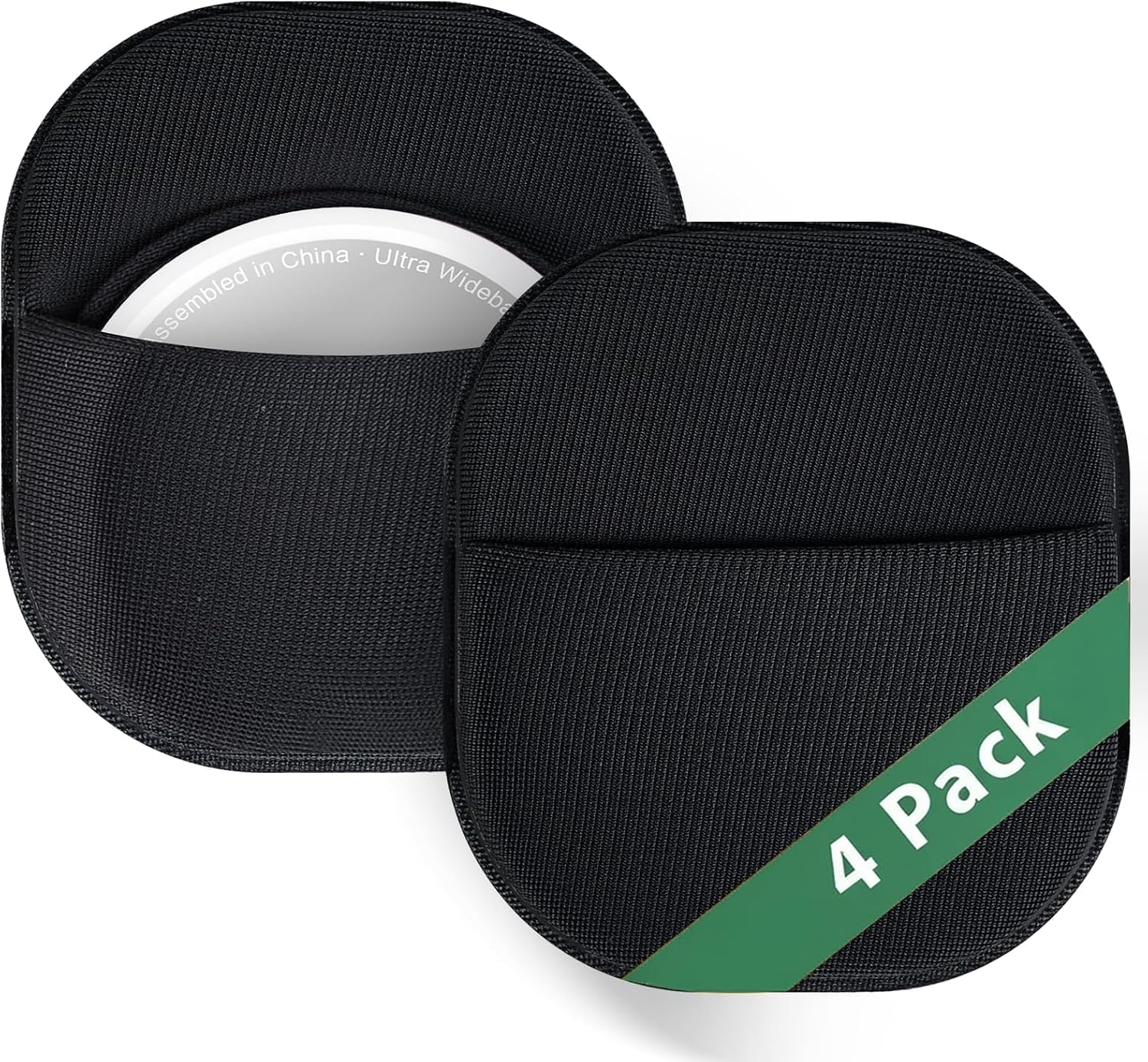 4 Pack Slim Adhesive Fabric Holder for AirTag 2nd & 1st Gen, Black