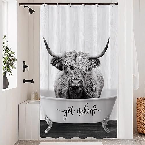 Miniatura 18 de Cortina de ducha divertida de Laifzere con diseño de rana, 152,4 x 182,88 cm, para baño, resistente al agua, de poliéster, sin forro, con ojales en