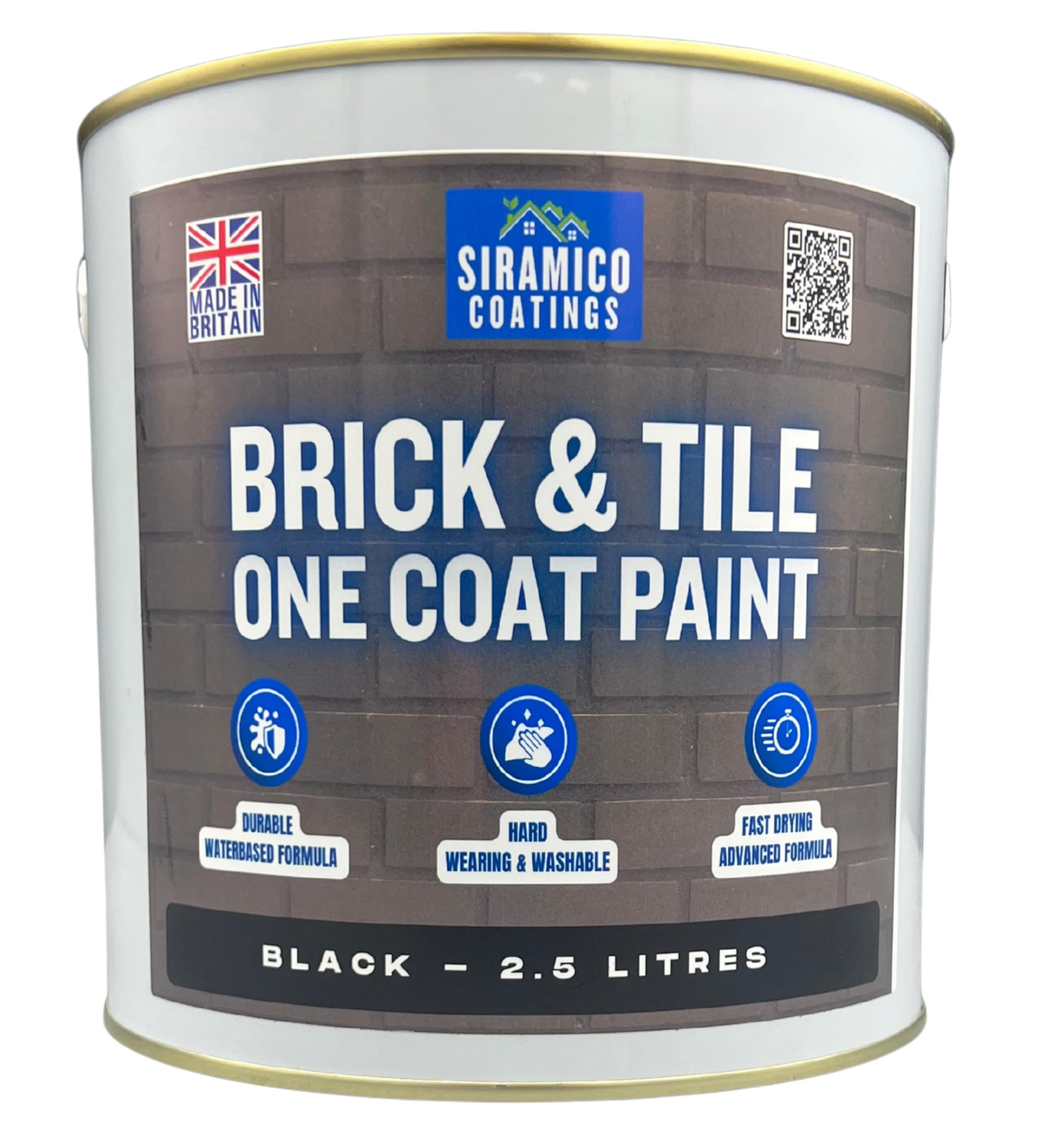 SIRAMICO COATINGS BRICK & TILE PAINT | BLACK - MATT (Black, 2.5 Litres)