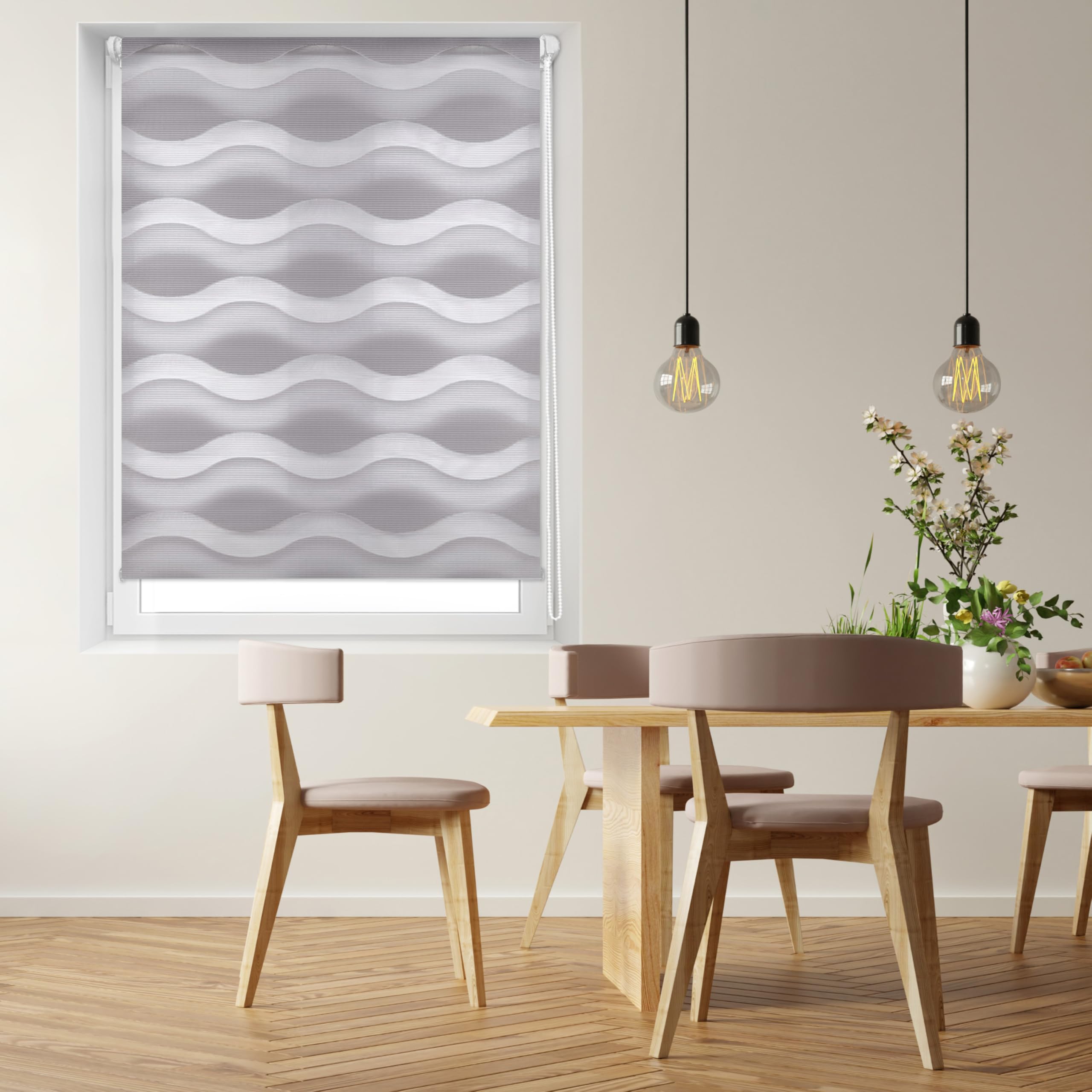 Blindecor - Luna doppelrollo klemmfix ohne bohren - duo rollo klemmfix Silber - 42 x 150 cm (Breite x Länge) Stoffgröße 39 x 145 cm