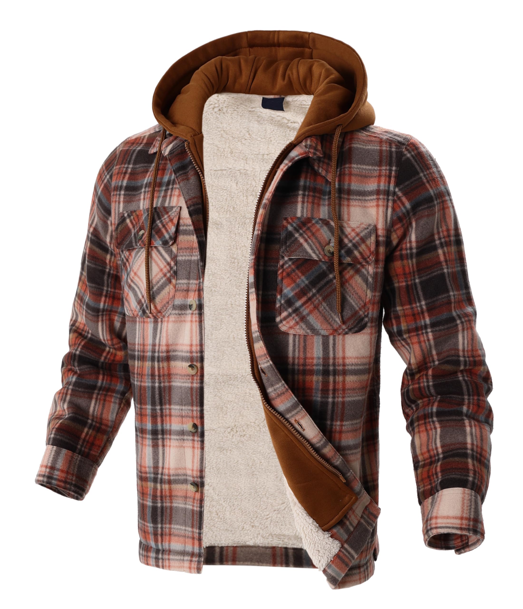 Plaid Mens Heavy Sherpa Fleece Lined Jacket Sherpa Lined Fleece