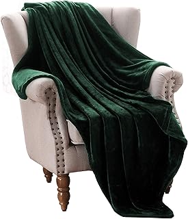 Exclusivo Mezcla Extra Large Forest Green Fleece Throw Blanket for Couch 300GSM, Super Soft 50x70 inches Blankets and Throws, Cozy, Plush, Lightweight