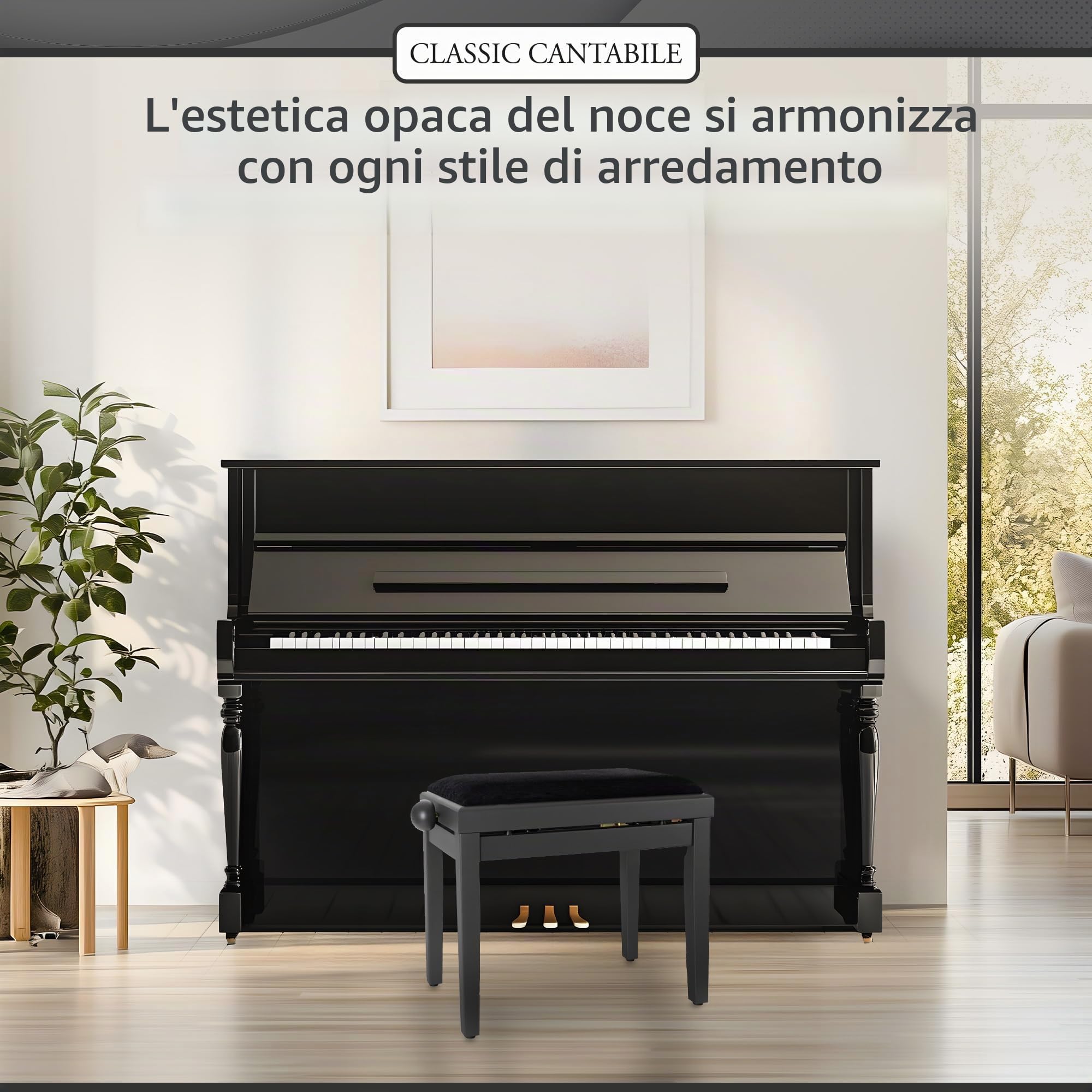 Classic Cantabile Panca per pianoforte Dark Walnut opaco