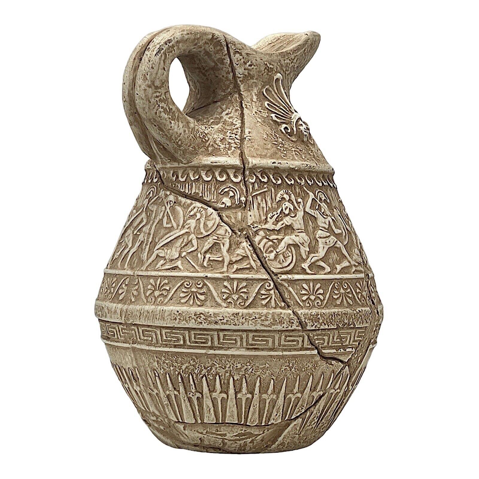 Jarrón de batalla de guerra en tarro de cerámica romana griega antigua decoración del hogar, terracota