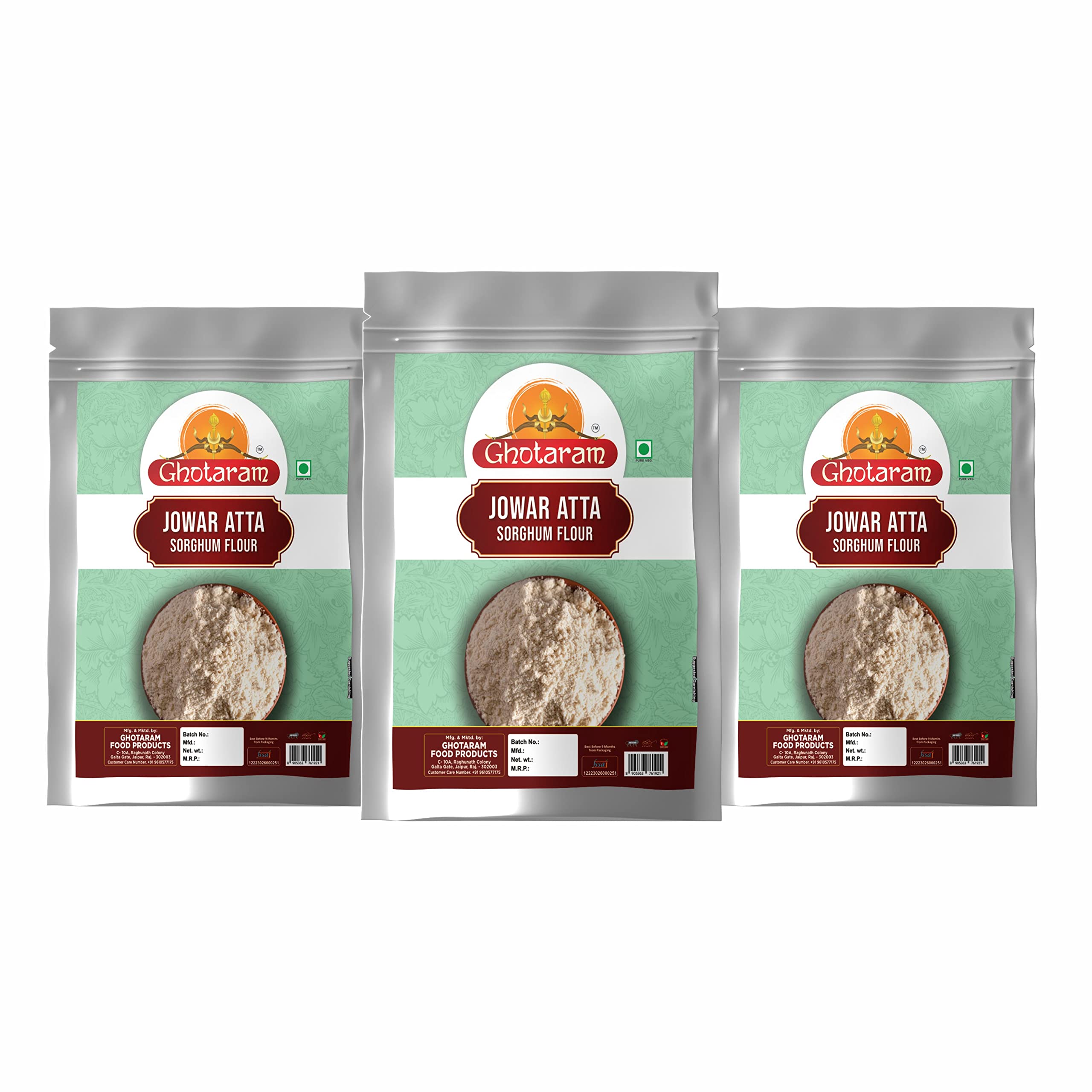 Ghotaram Special Udumbravati Sorghum Atta/Great Millet/Jowar Flour Atta/Durra Anaj Chun Atta Rich In Vitamins and Minerals-5940g(1980g*3Pkt)