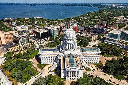 Rompecabezas para adultos de 1000 piezas de recuerdo de viaje del Capitolio del estado de Wisconsin, Madison, EE. UU