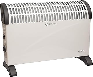 Schallen 2000W Electric Convector Radiator Heater - 3 Heat Settings, Adjustable Thermostat & Overheat Protection (White)