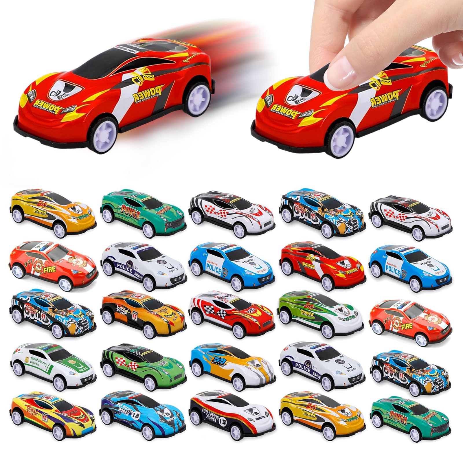 QIZHIQIAMY Set Macchinine Bambini 24 Pezzi Piccole Macchina Giocattolo in Metallo Mini Macchine a Frizione Adatte a Bambini dai 3 Agli 8 Anni, Giochi di Corse e Attività in Famiglia
