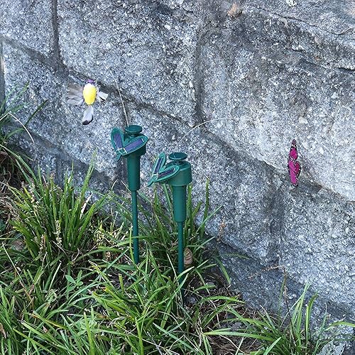 Miniatura 9 de Simulación de vuelo de colibrí para decoración de jardín, decoración de ventanas, decoración de patios, alimentado por panel solar (girasol)