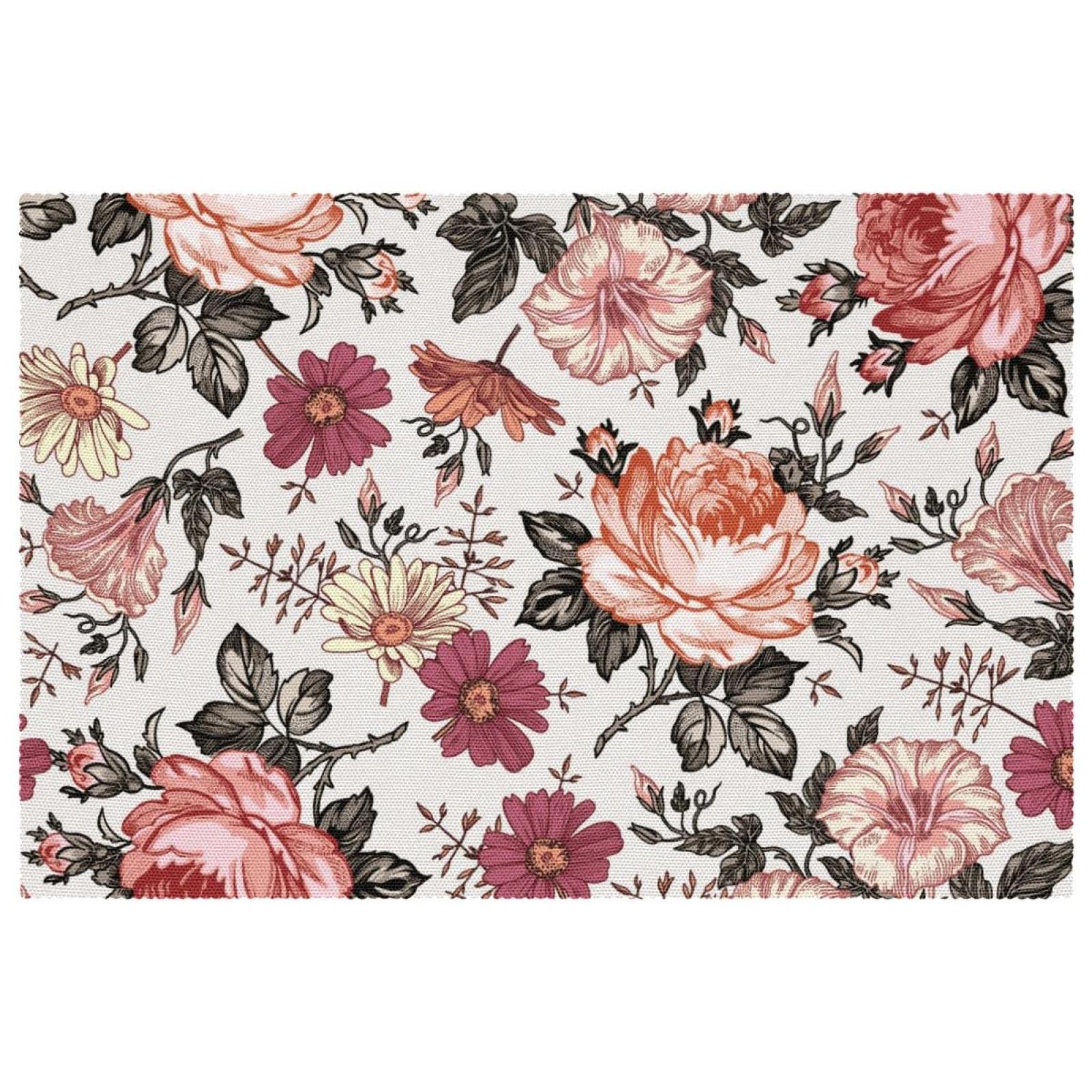 Set de table vintage fleurs sauvages pour décoration de table de salle à manger