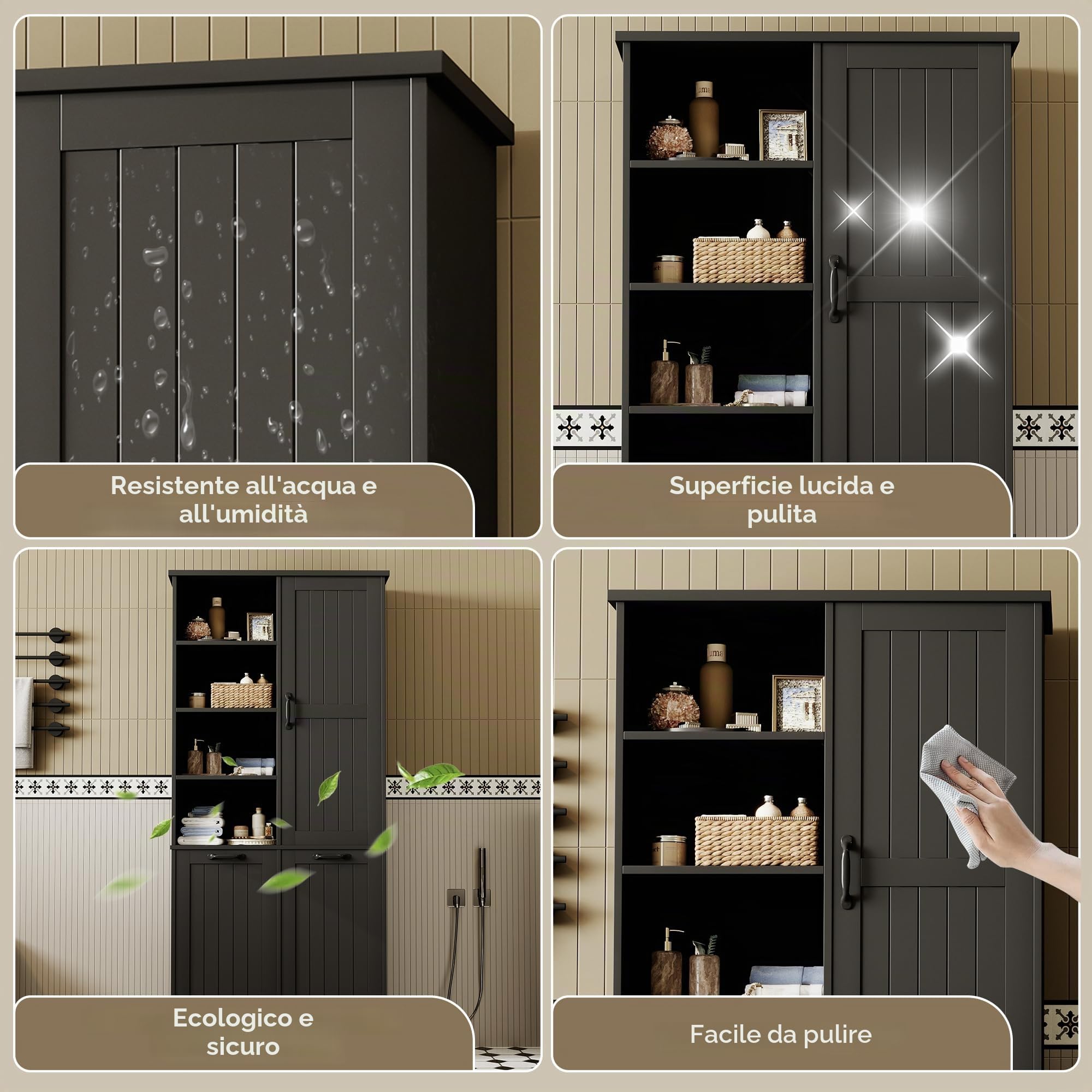 Doppio cesto portabiancheria aperto con ripiani adiubili neri da bagno Sto Unit nizing Solut per la casa Design salvaspazio