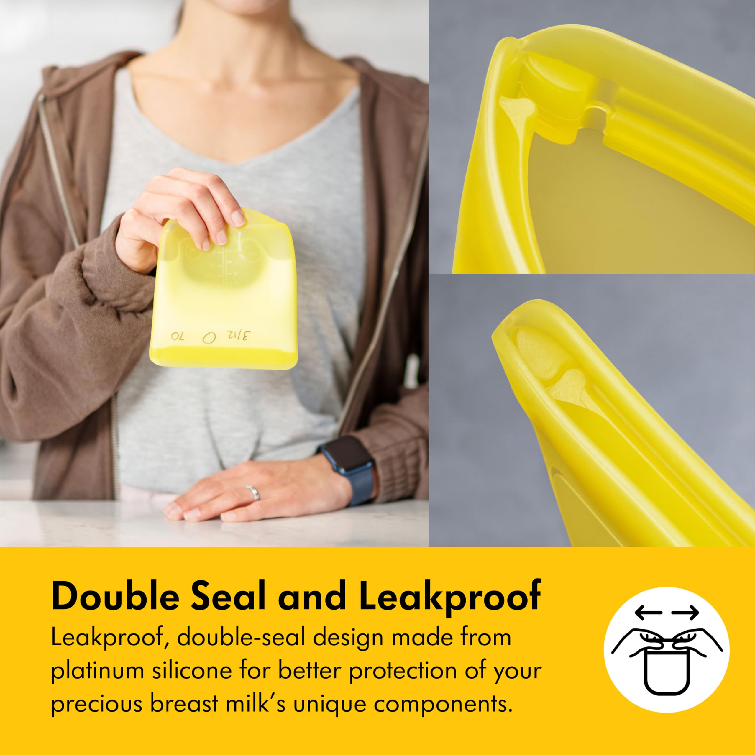 Medela Sacche per Latte Materno Riutilizzabili con Ampia Apertura e Design Monopezzo a Doppia Chiusura Ermetica, Conservabili in Frigo e Freezer, 220 ml, per 500 Utilizzi