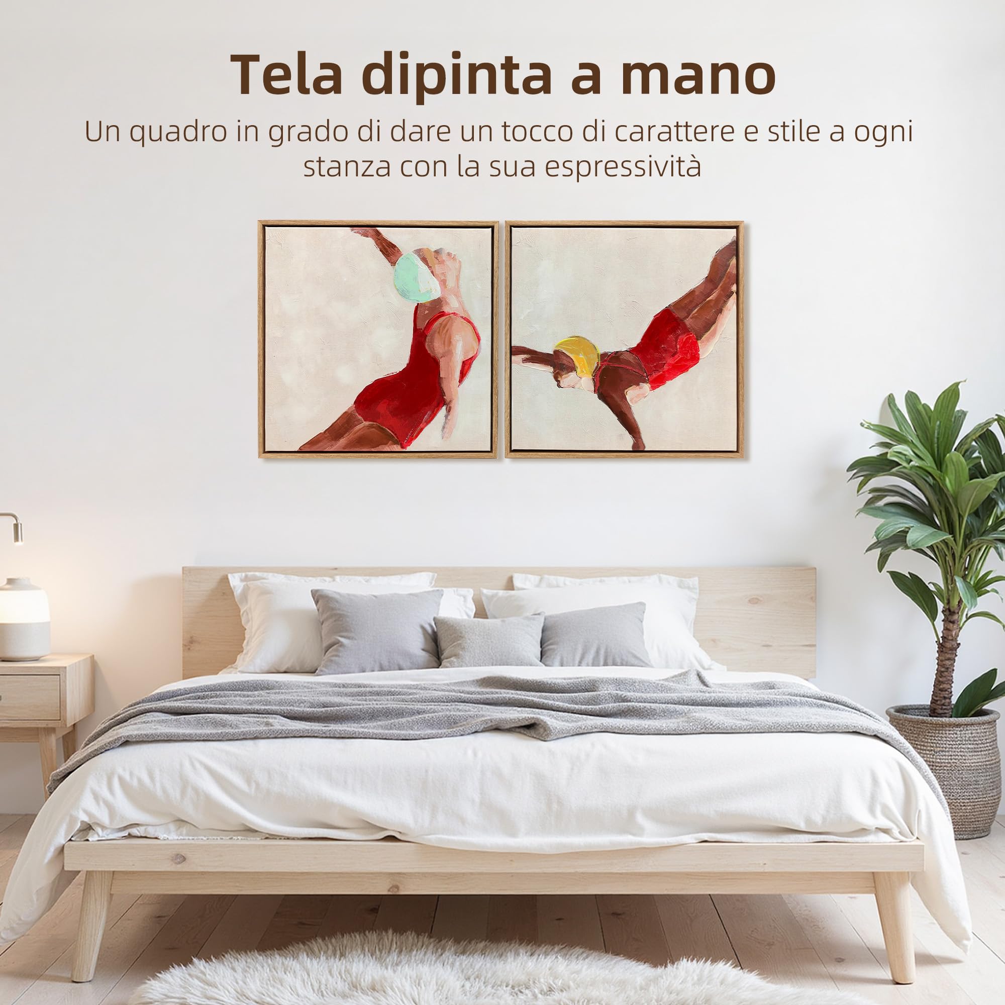HOMCOM Set di 2 Quadri su Tela Wall Art Moderna Stampa Artistica 40x40 cm | da Parete, per Soggiorno e Salotto, con Ganci Inclusi
