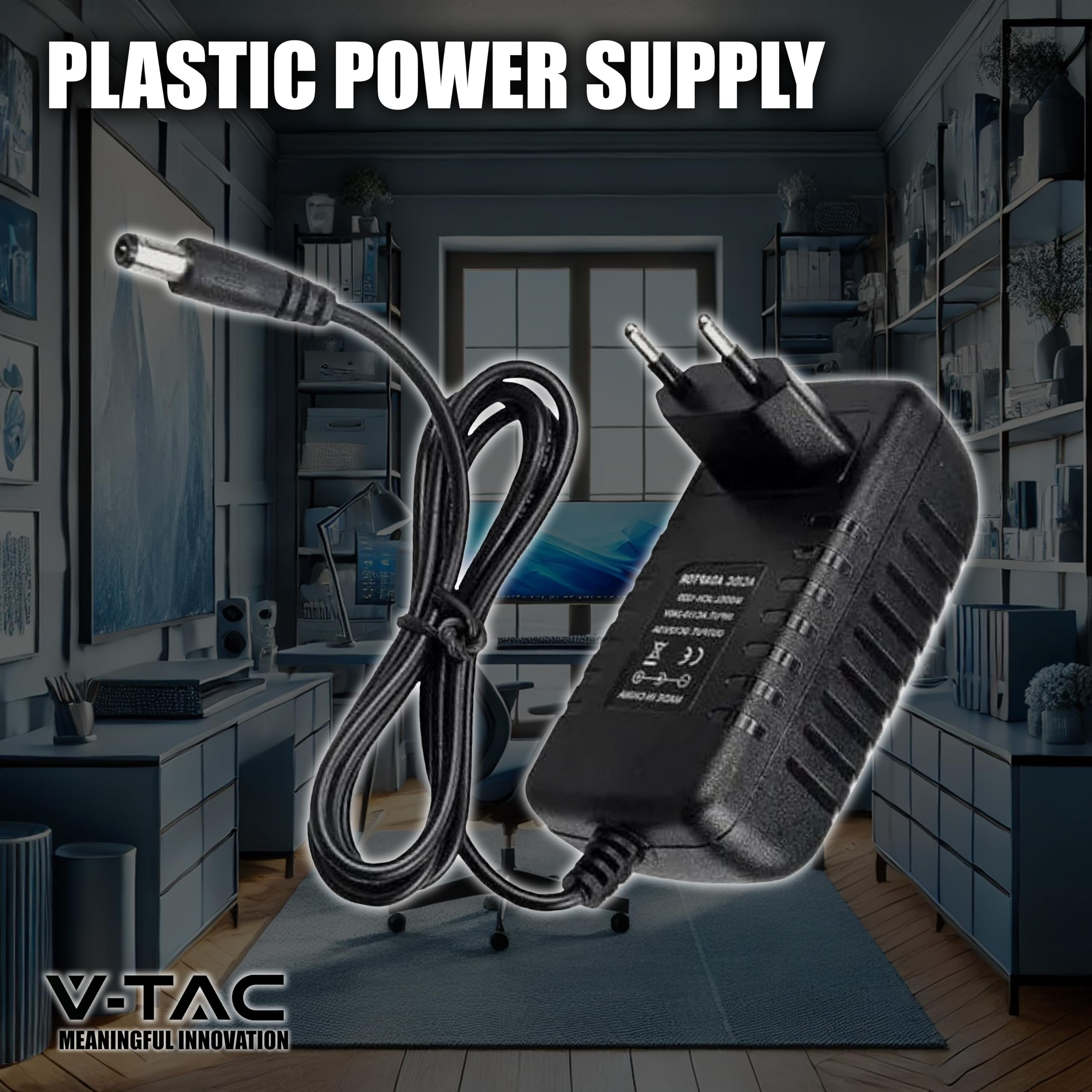 V-TAC Zasilacz 12 V 30 W 2,5 A do kamer, taśmy LED, modem - Adapter transformatora 12 V z wtyczką domową do ekranów i urządzeń elektronicznych - Wejście AC 100-240 V - 50/60 Hz